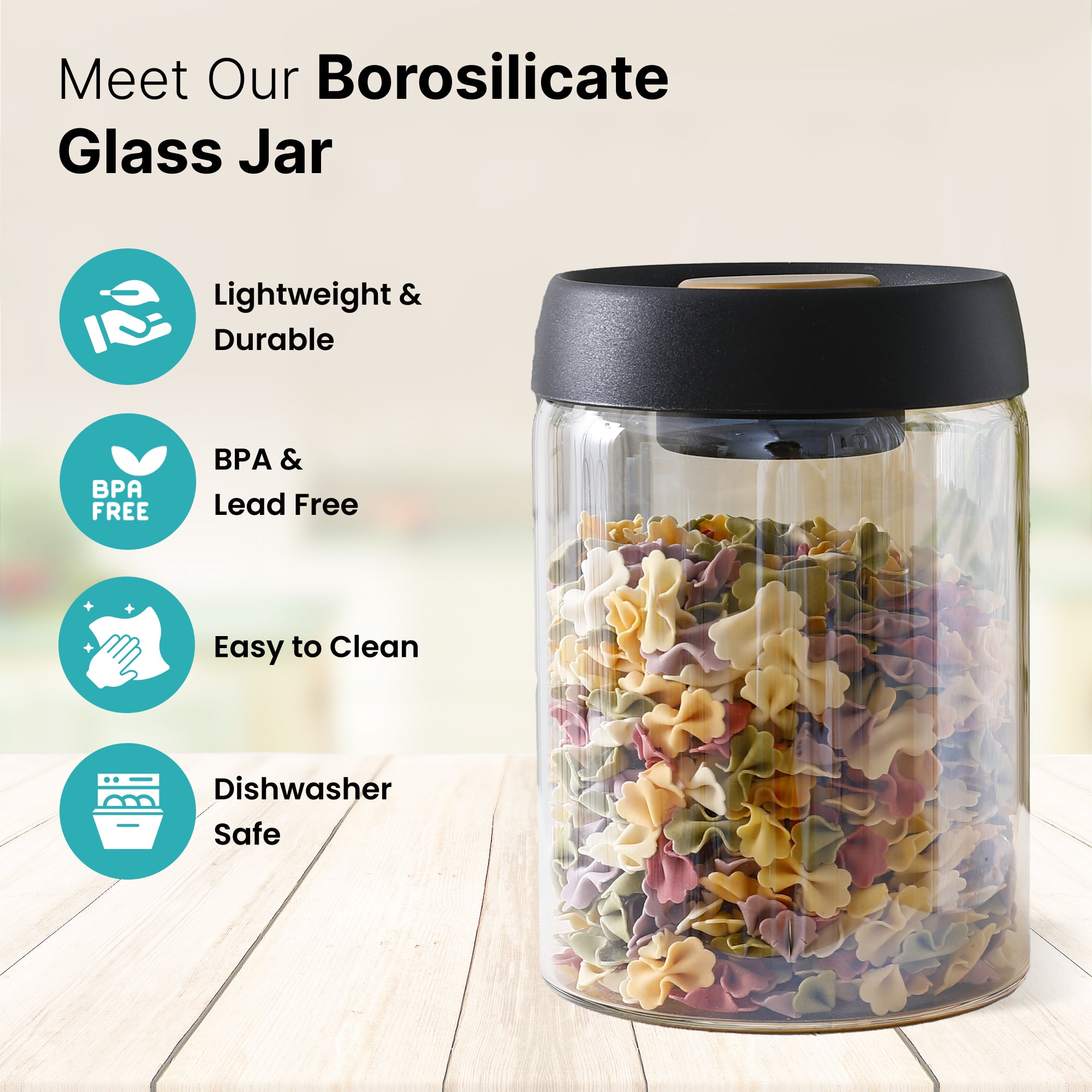 The Better Home borosilicate jar - tea and coffee storage