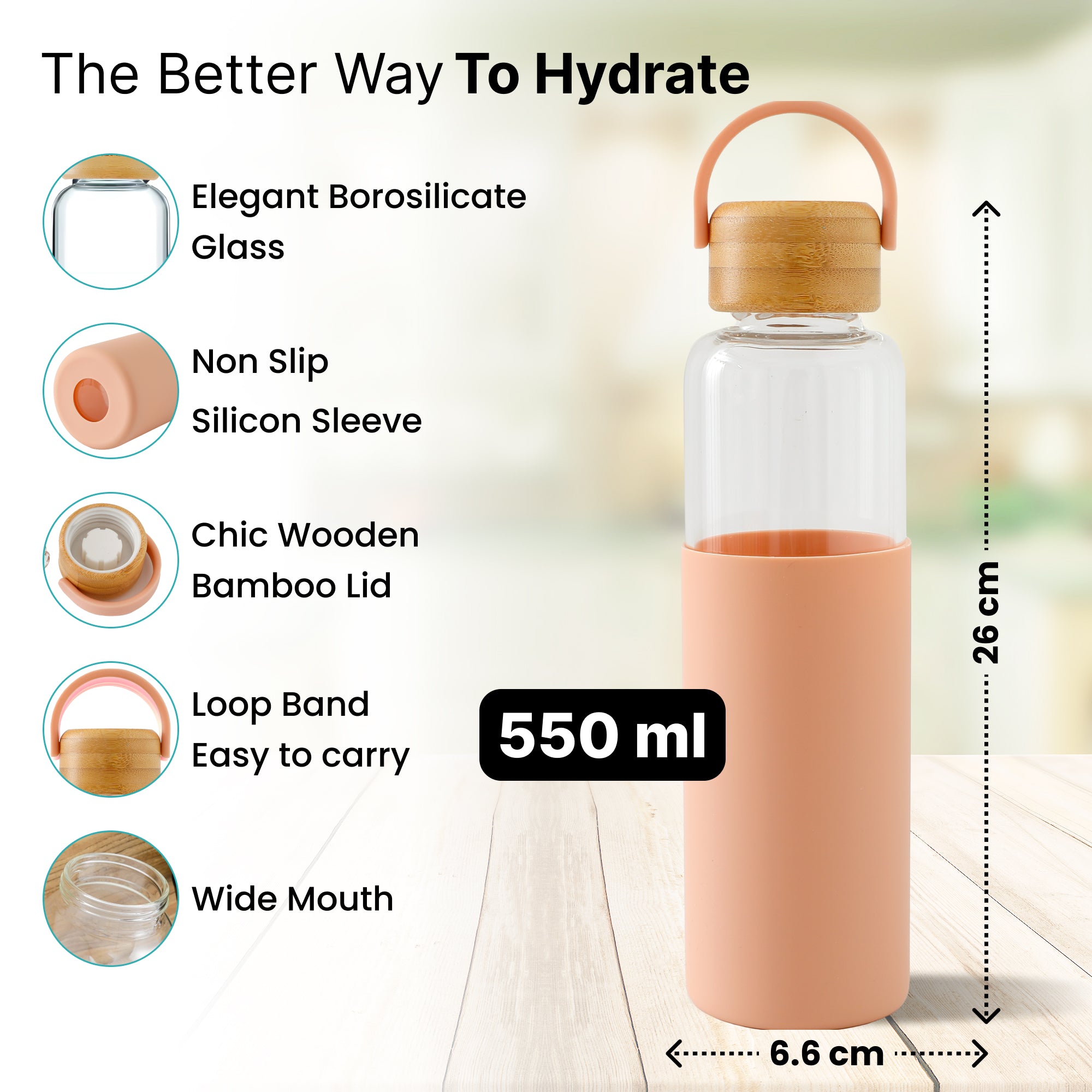 UMAI borosilicate water bottle - leak proof for daily use
