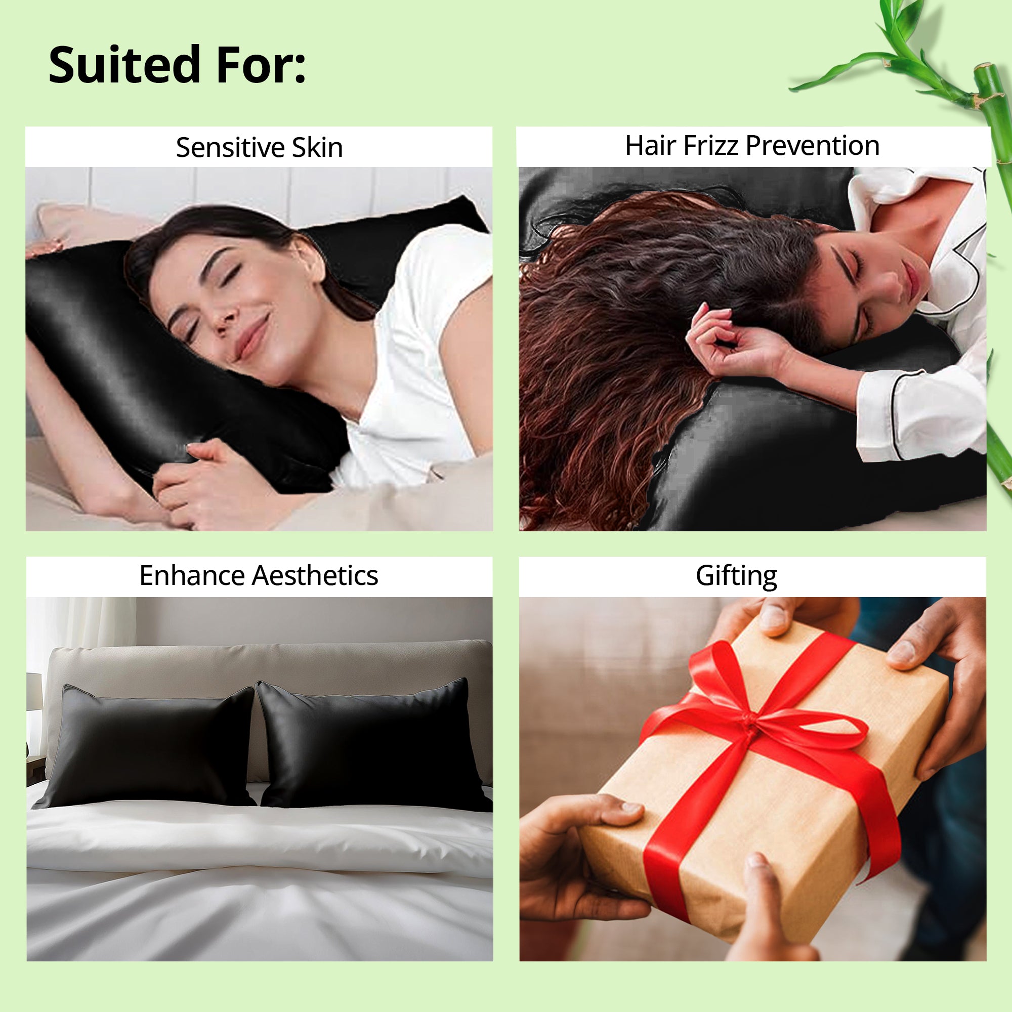BePlush black pillow cases - hair and skin friendly