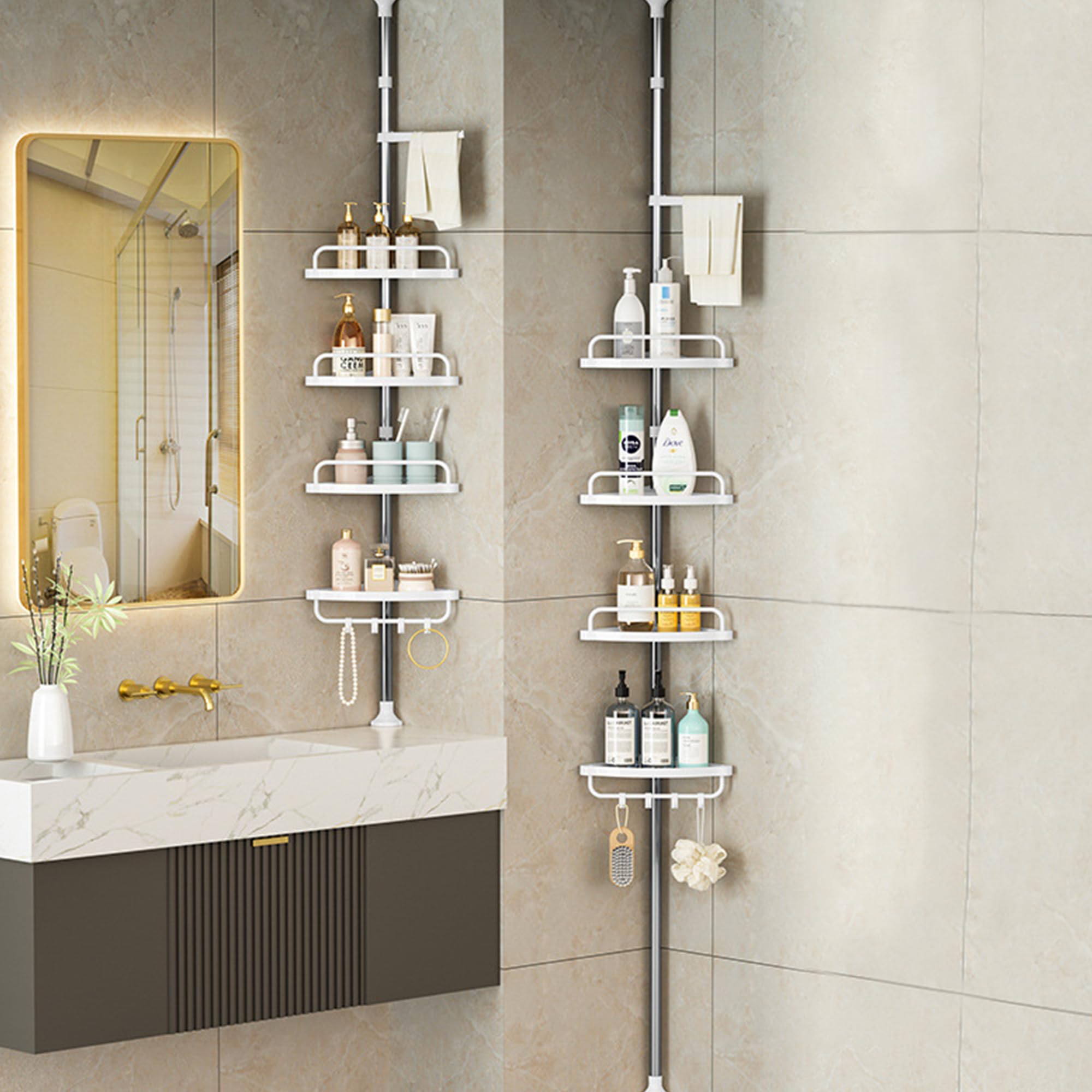 Kuber Industries stainless steel corner shelf - easy installation without drilling