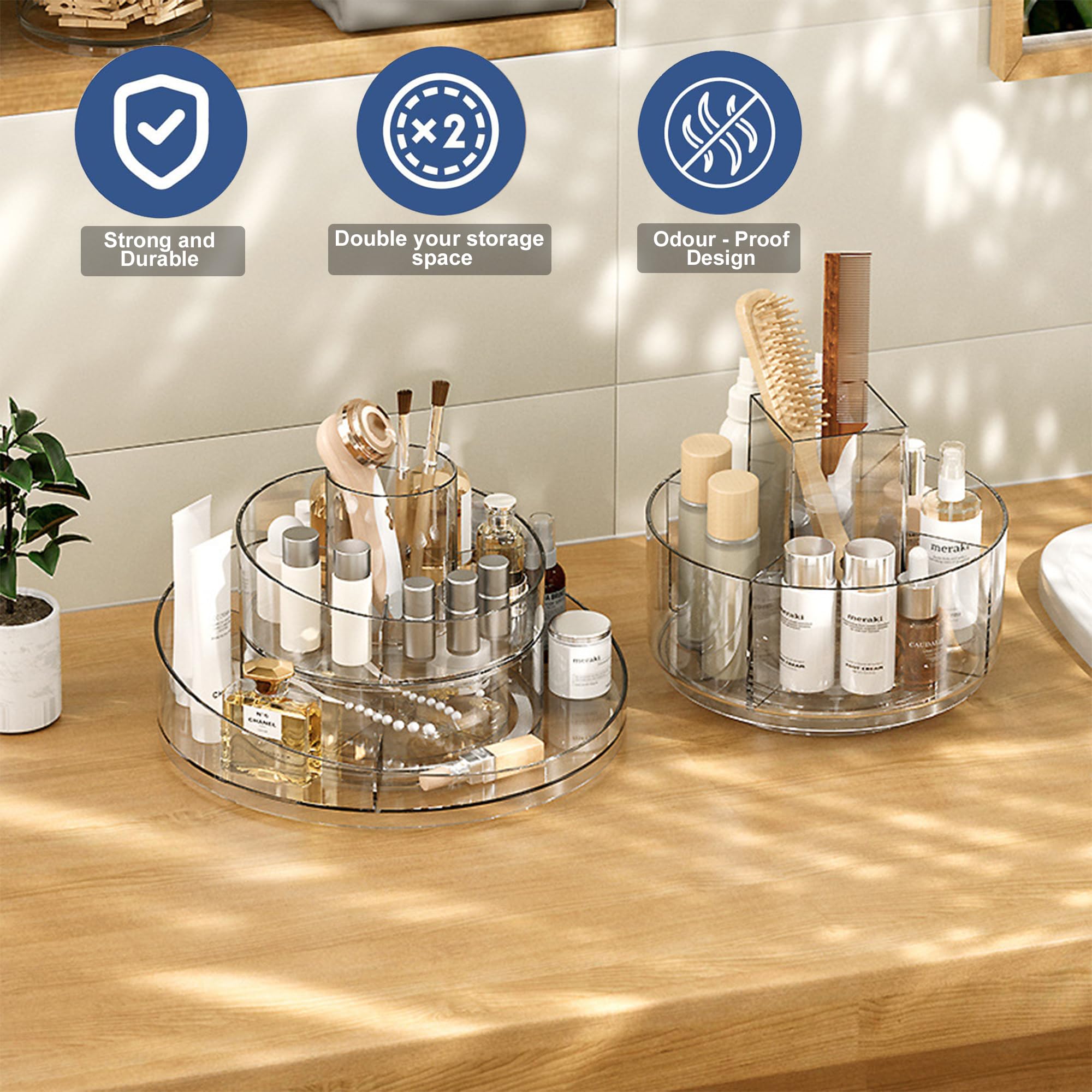 Kuber Industries Rotating Makeup Organiser - Compact and durable