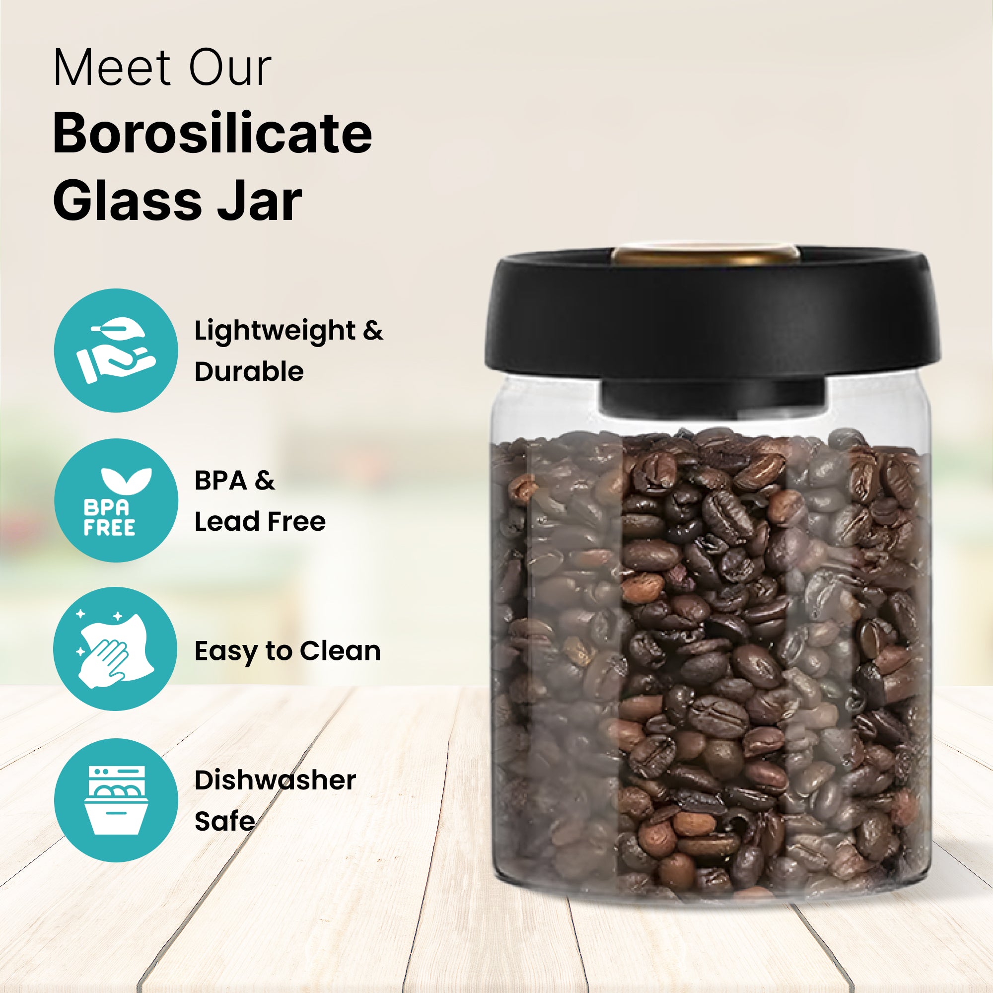 The Better Home Borosilicate Glass Jar - Set of 2 for Cookie Storage