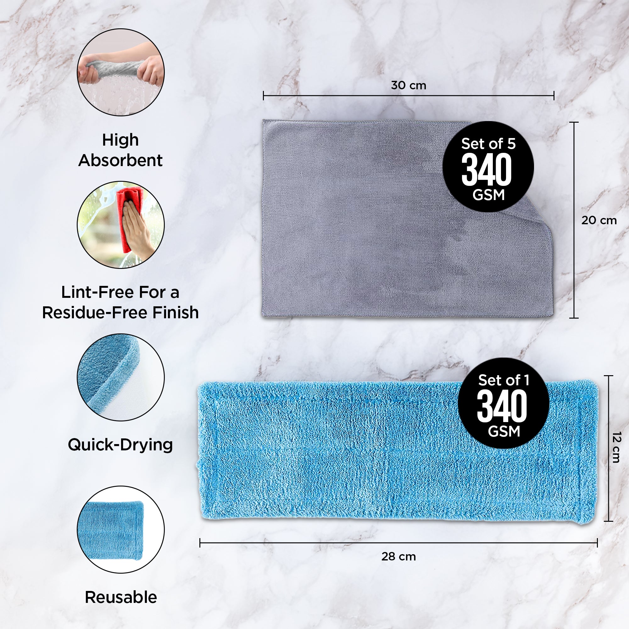 UMAI microfiber cleaning mop - Quick drying for easy cleaning
