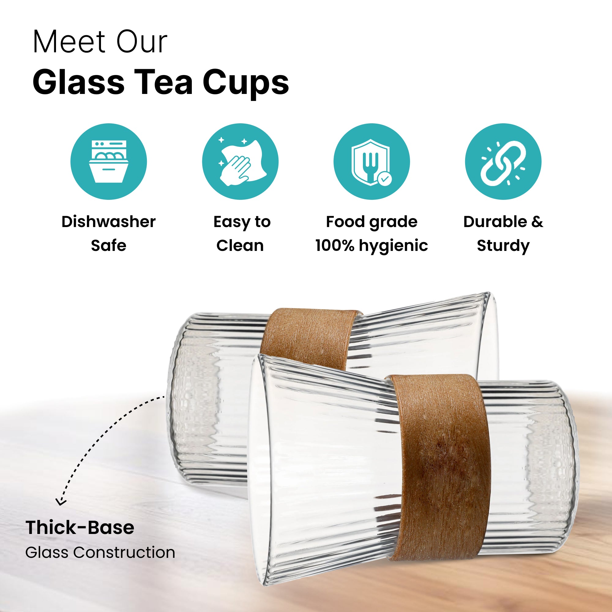 The Better Home Glass Tea Cup - Durable Lead-Free Mug