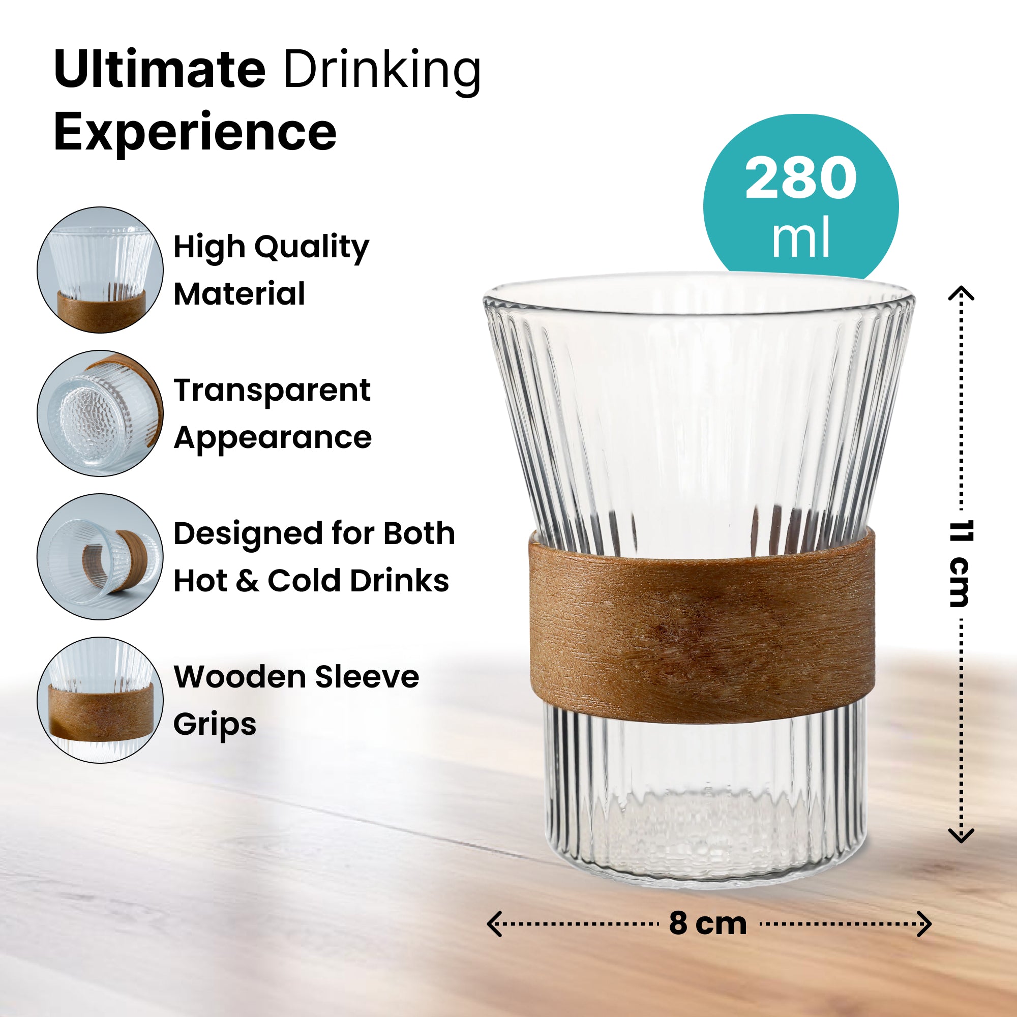 The Better Home Glass Tea Cup - Elegant Coffee Mug for Parties