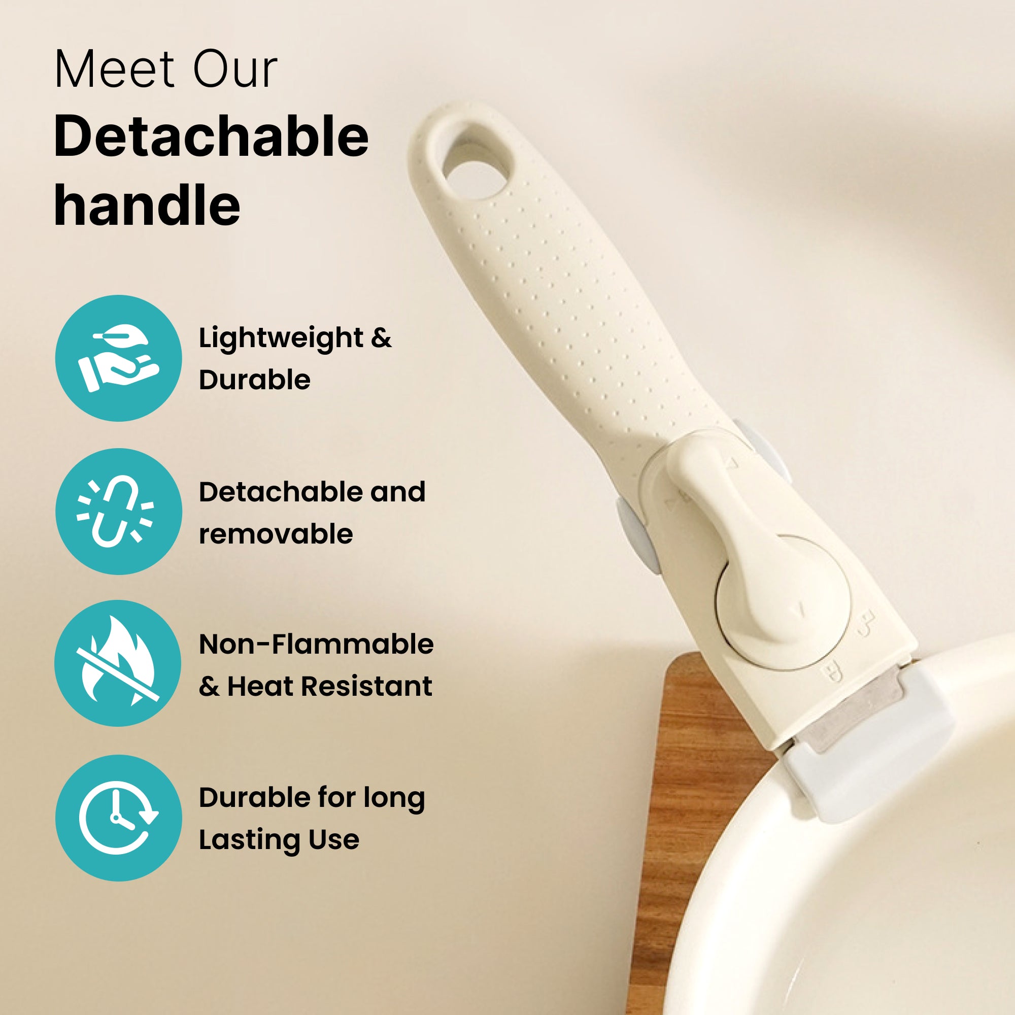 The Better Home detachable cookware handle - white universal pot handle