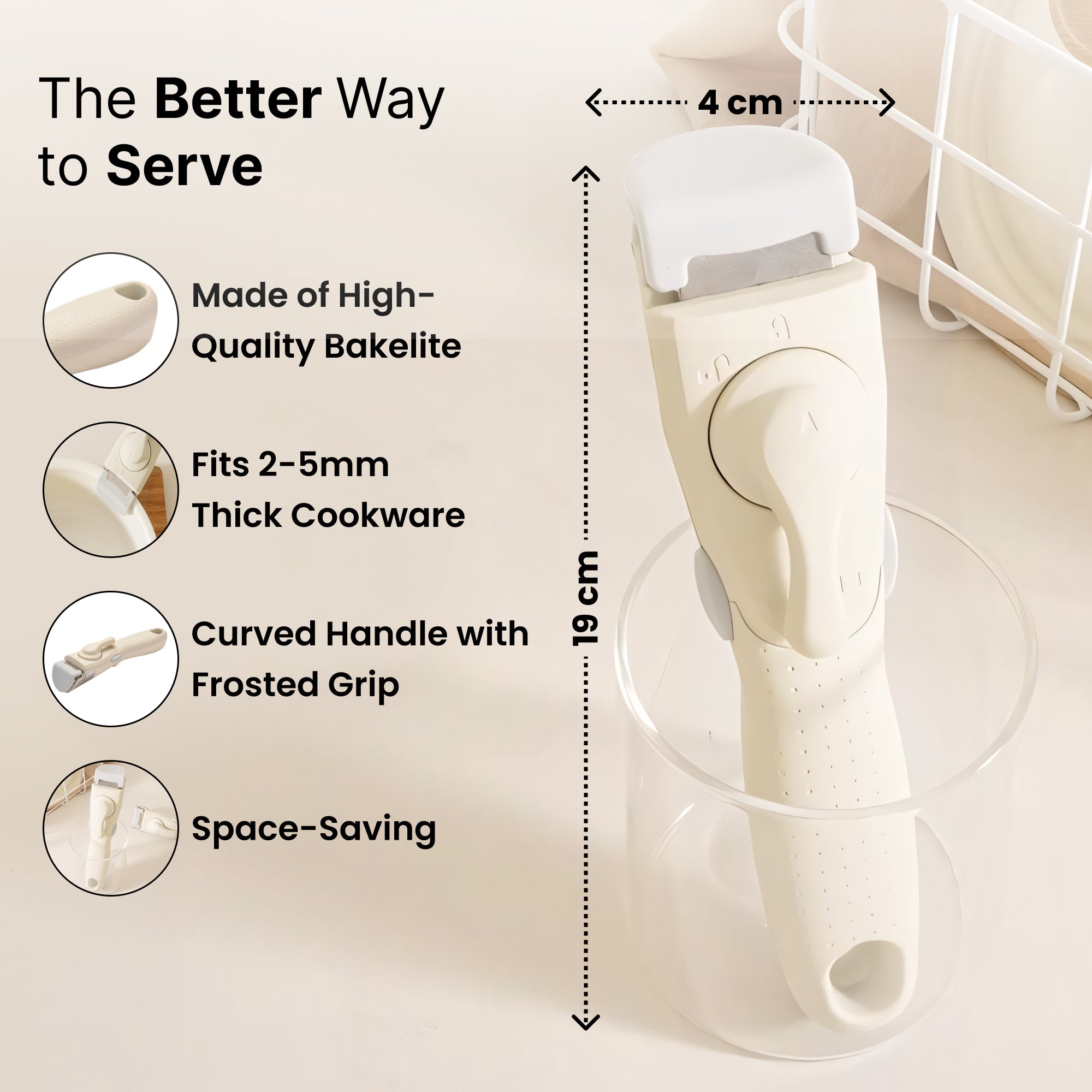 The Better Home detachable cookware handle - easy to install
