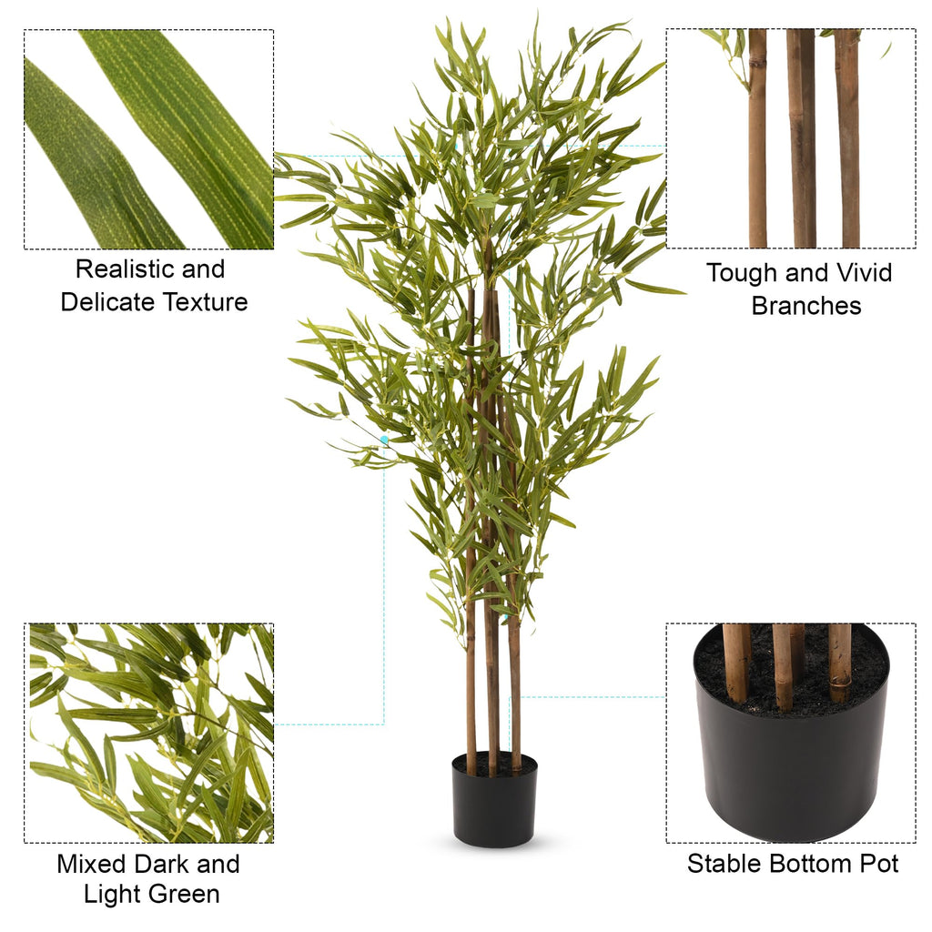 Buy Pack of 5: Bamboo Artificial Tree with Pot | Green – GlobalBees Shop