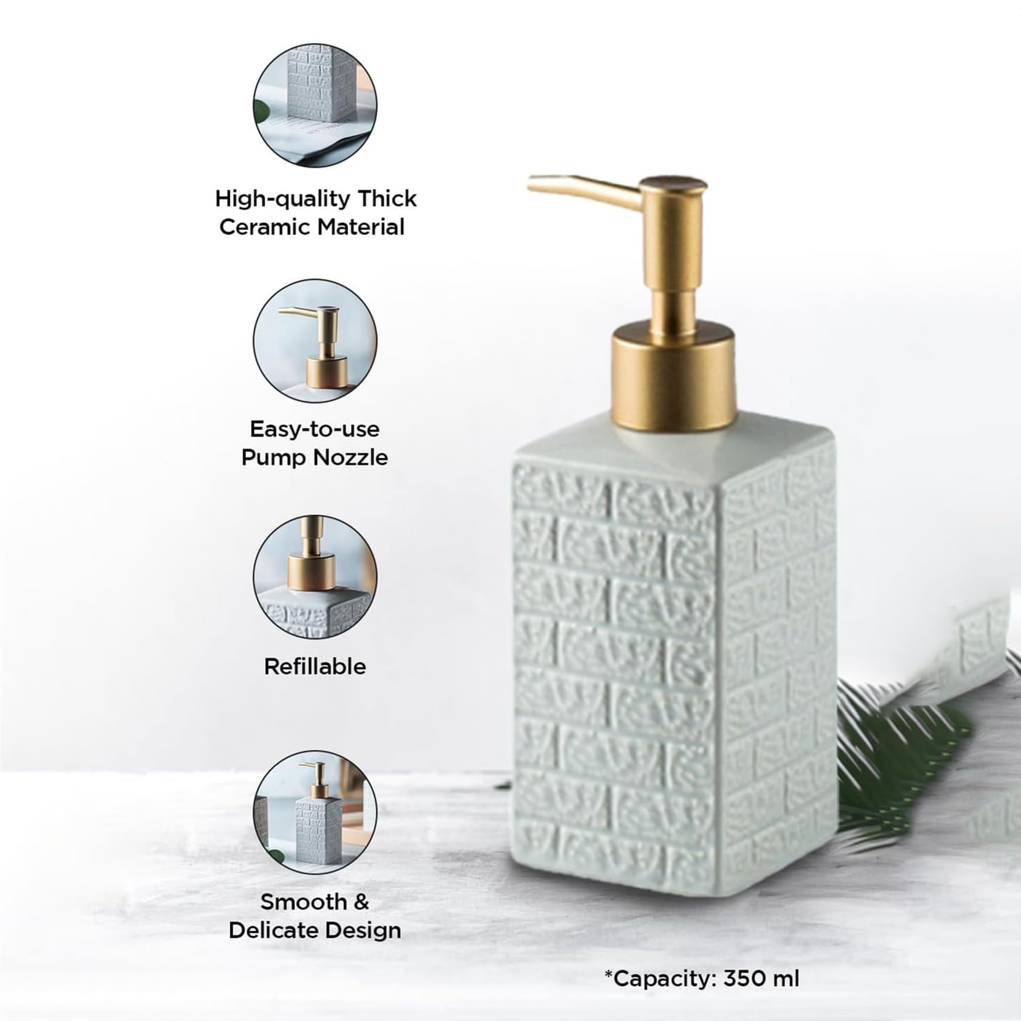 Kuber Ceramic Soap Dispenser - Convenient liquid soap storage