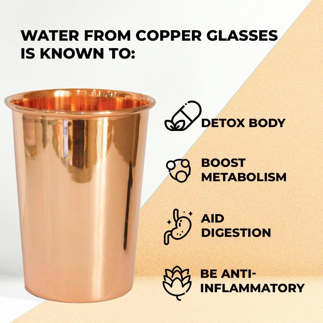 Kuber Industries Copper Drinking Set - Party Use