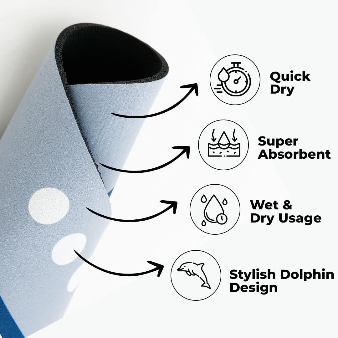Kuber Industries Dolphin Bath Mat - Non-slip bathroom accessory