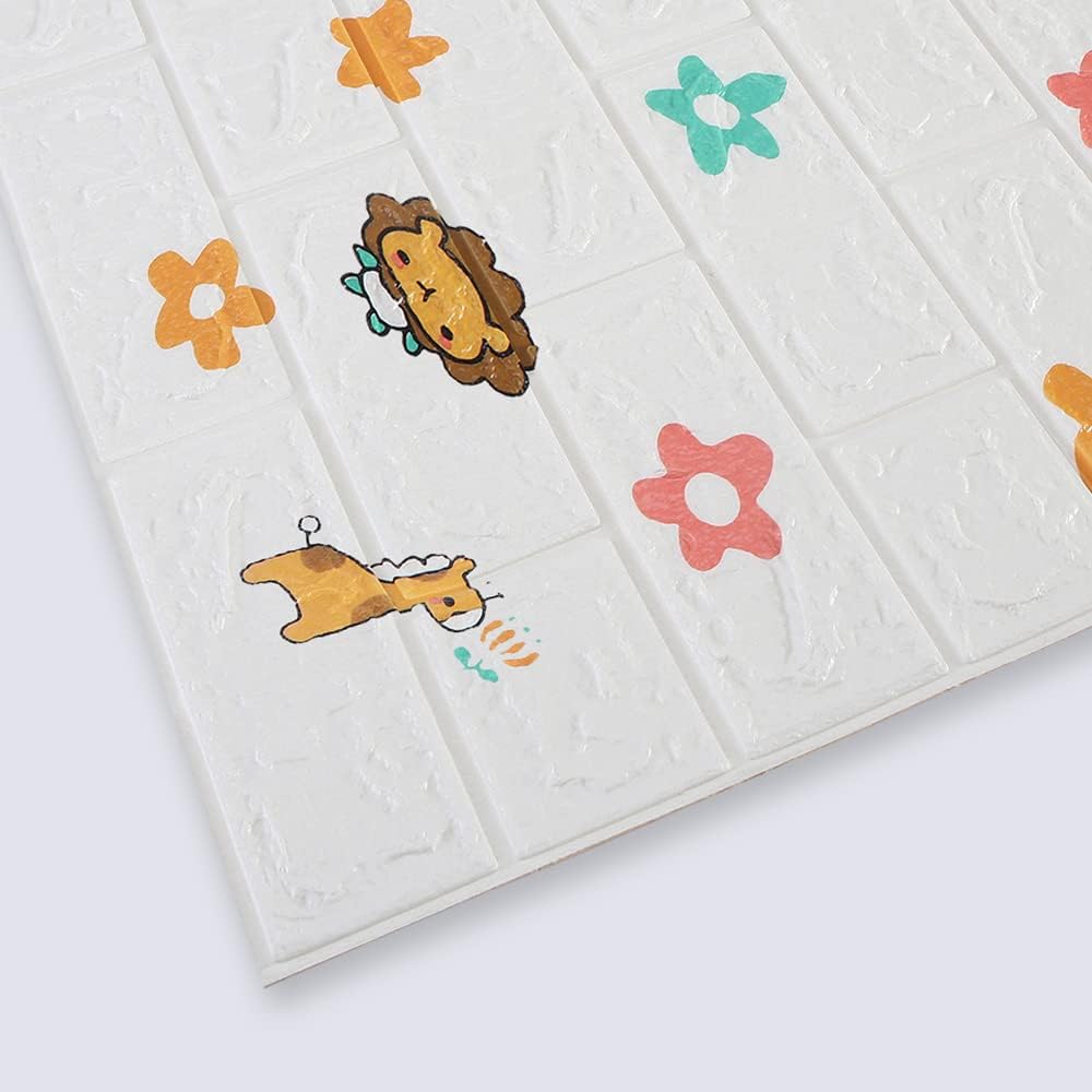 Kuber Industries Foam Brick Wallpaper - Safe for Kids