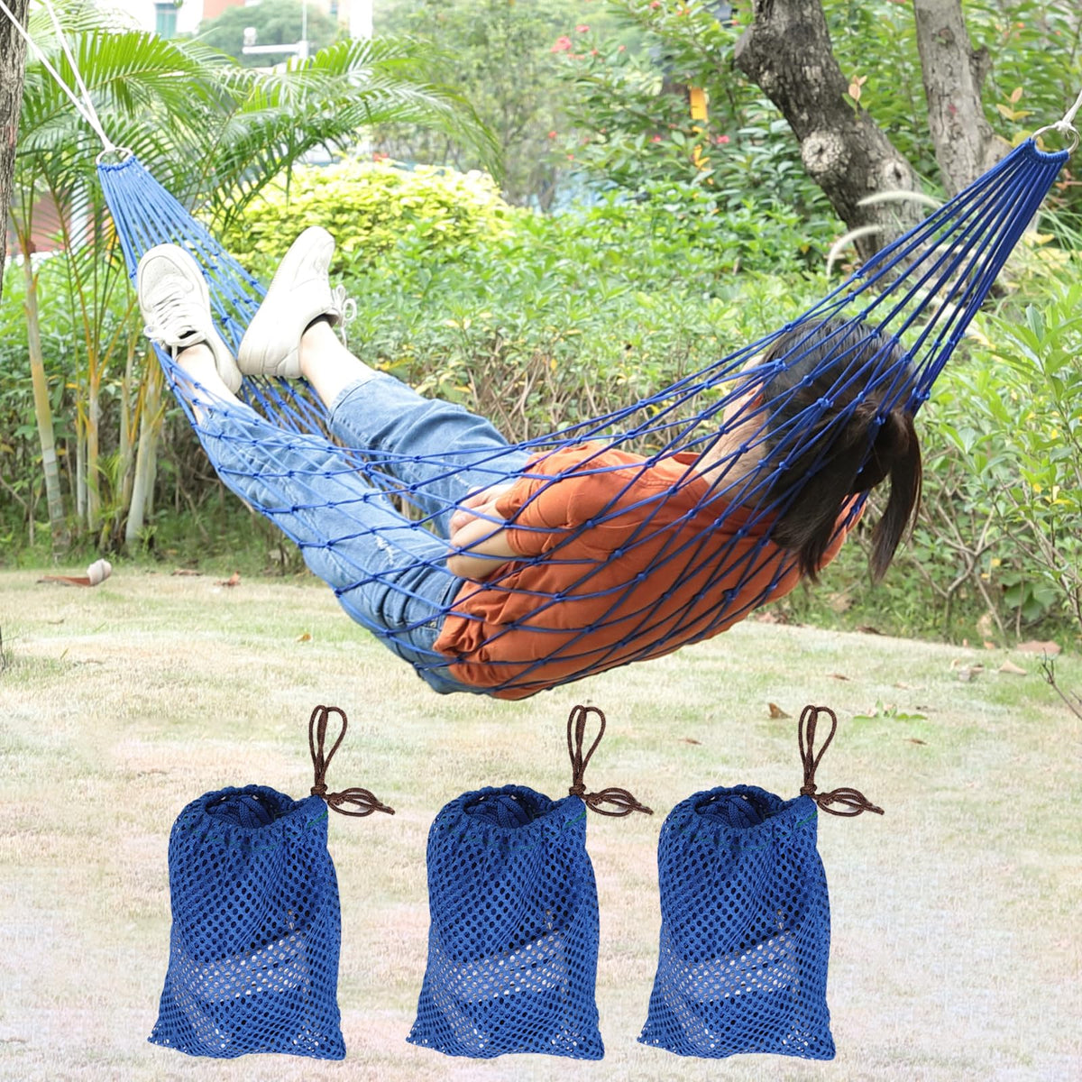 Kuber Industries Nylon Rope Travel Hammock - Easy Setup Swing