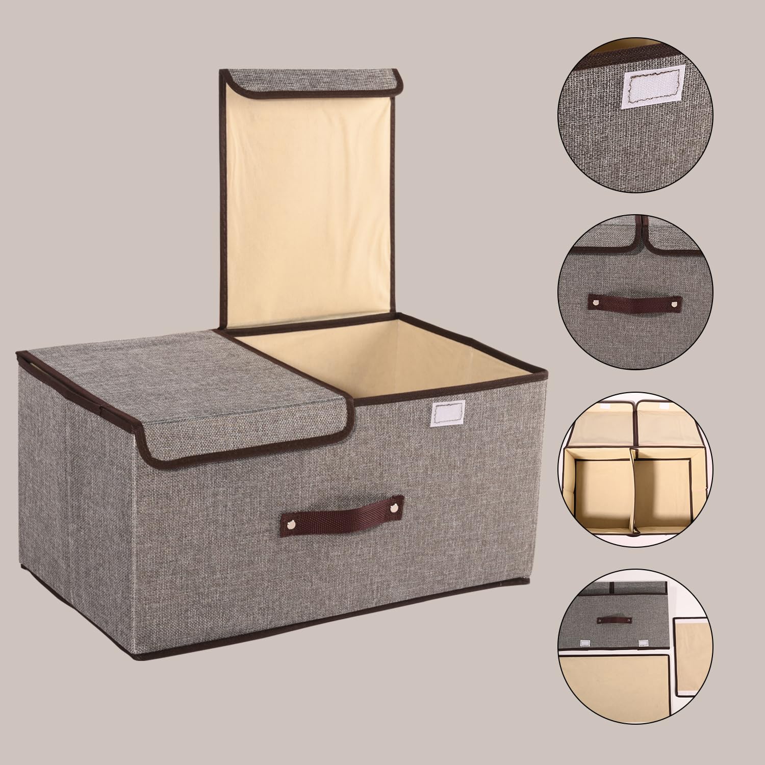 Kuber Industries Foldable Storage Box - Grey in a living room