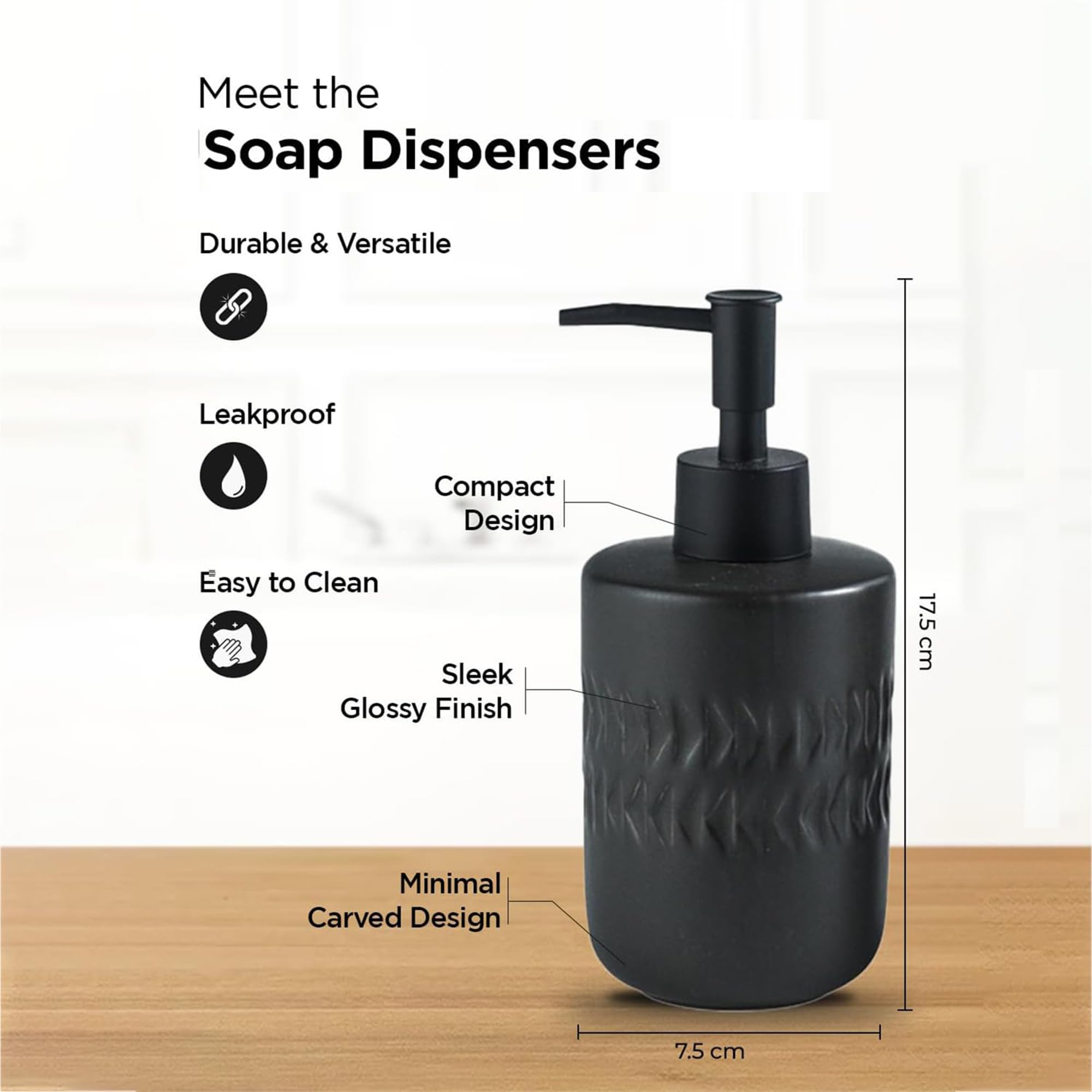 Kuber Liquid Soap Dispenser - stylish black design