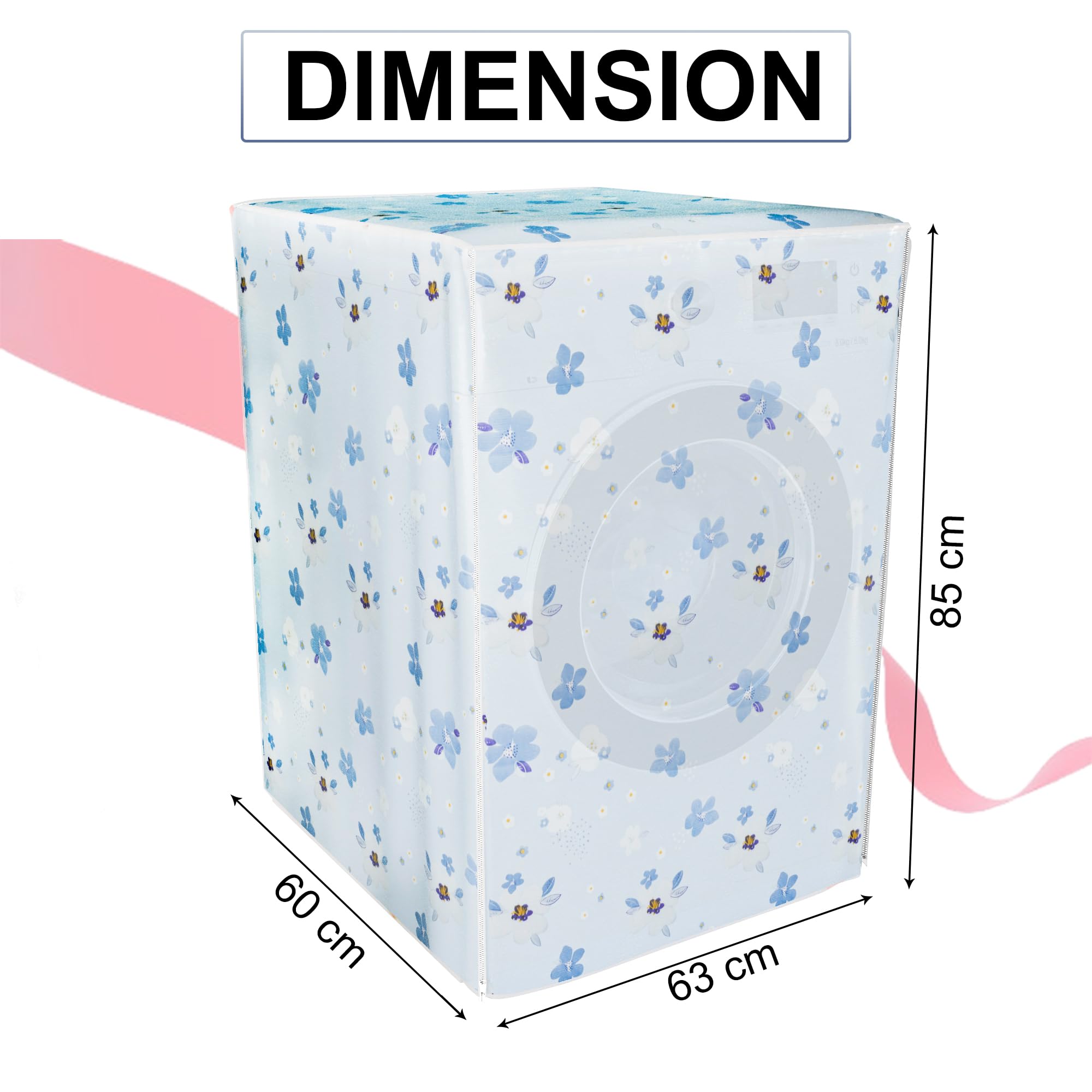 Kuber Industries Machine Cover - Elegant Blue Flowers Design