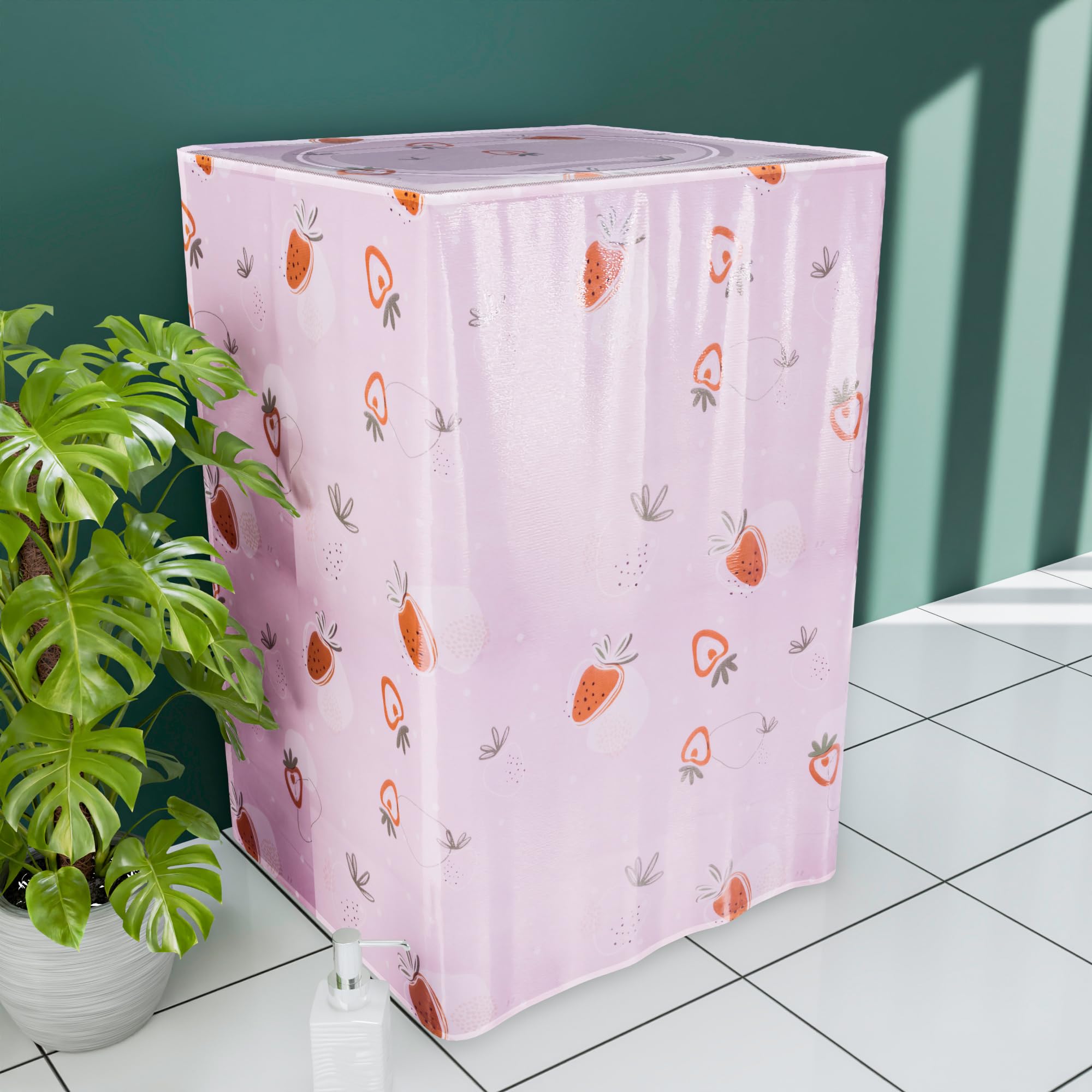Kuber Industries washing machine cover - stylish pink and red pattern