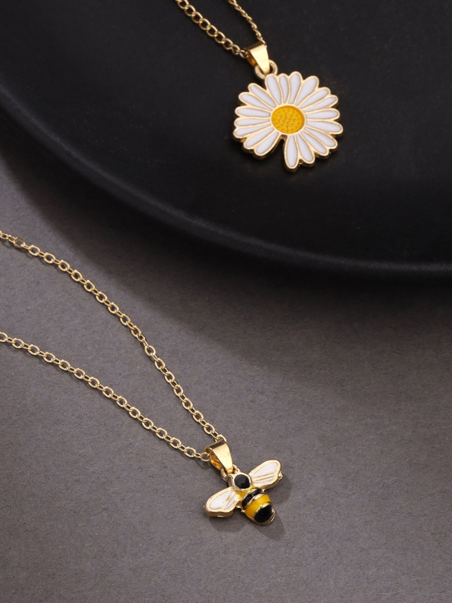 Yellow Chimes Pendant Necklace for Women Fashion Golden Flower Bee Pendant for Girls Chain Necklace Combo of Pcs Neck Chains for Girls
