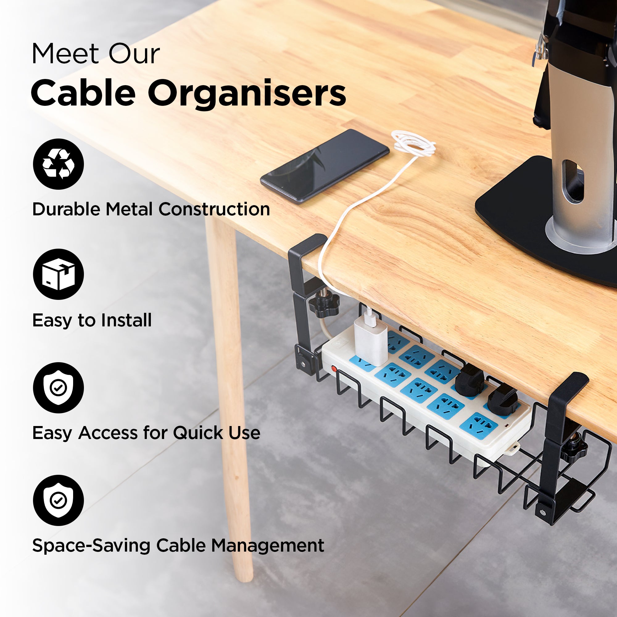 UMAI black cable basket - clutter-free desk