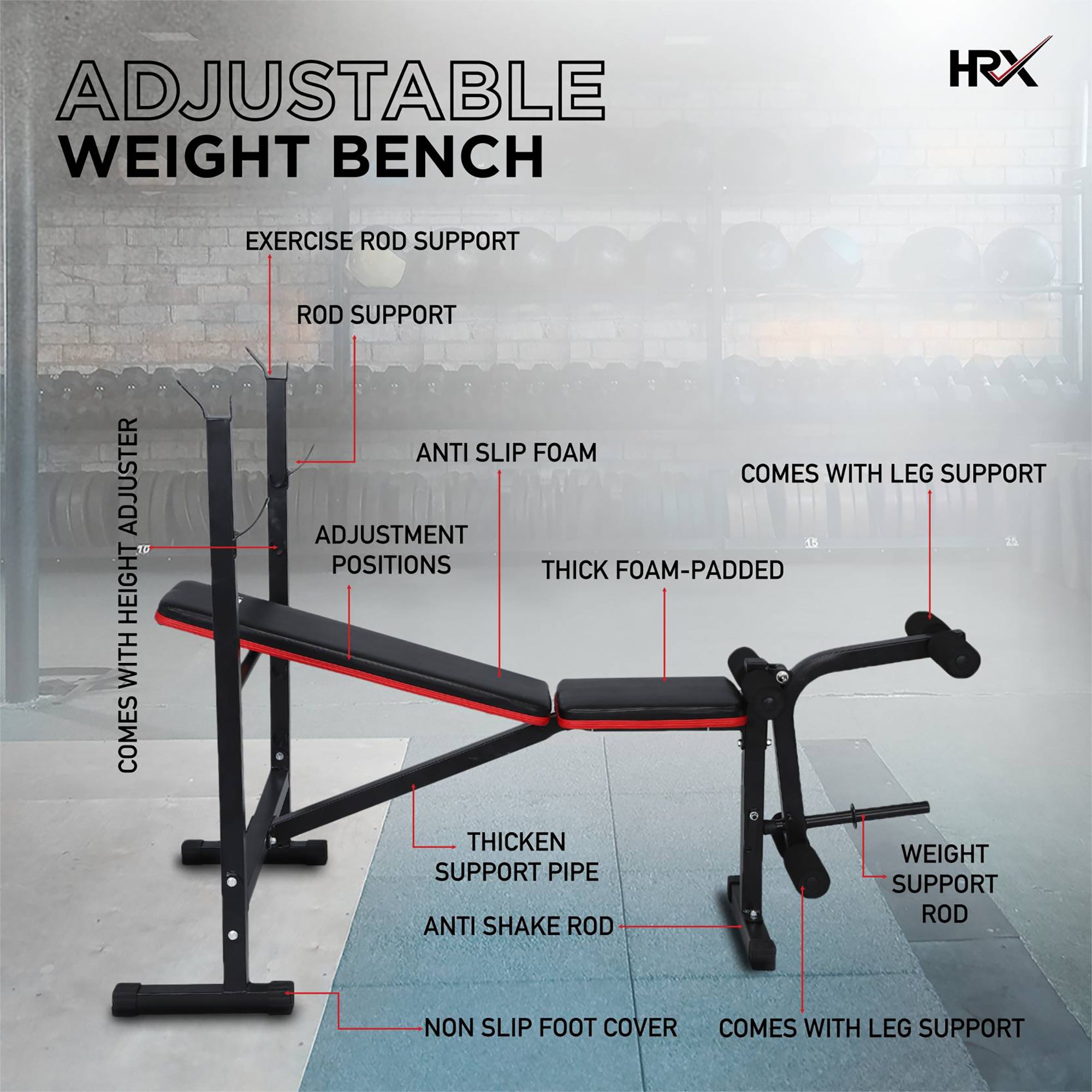 Reach HRX Abdominal Fitness Bench - Home workout setup