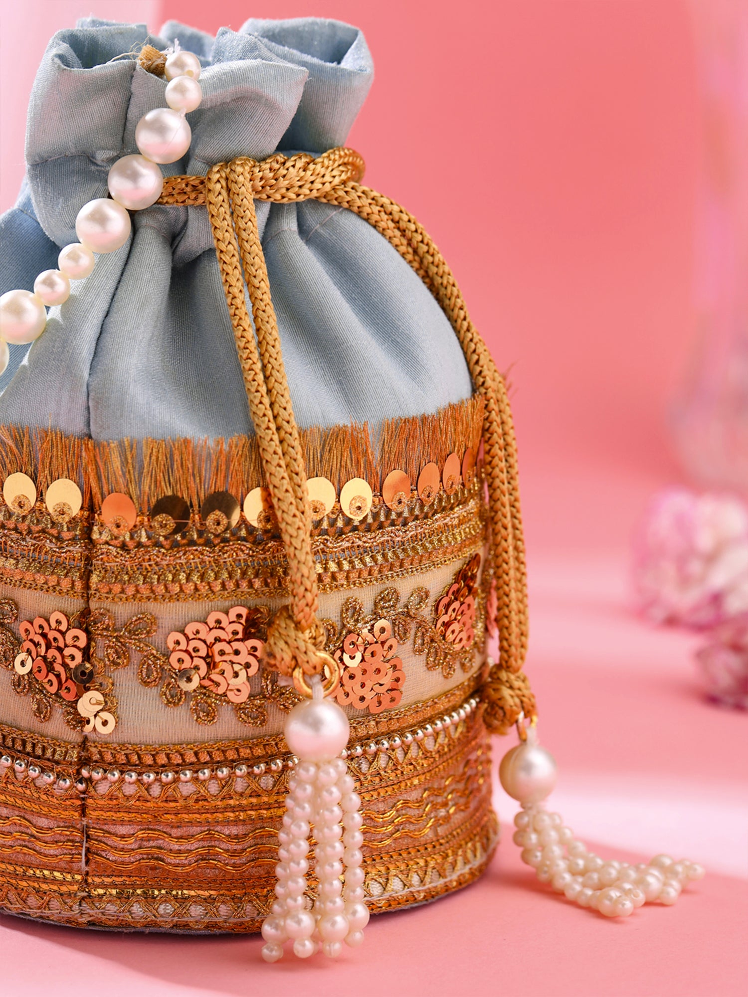 Yellow Chimes potli bag - Traditional wedding accessory