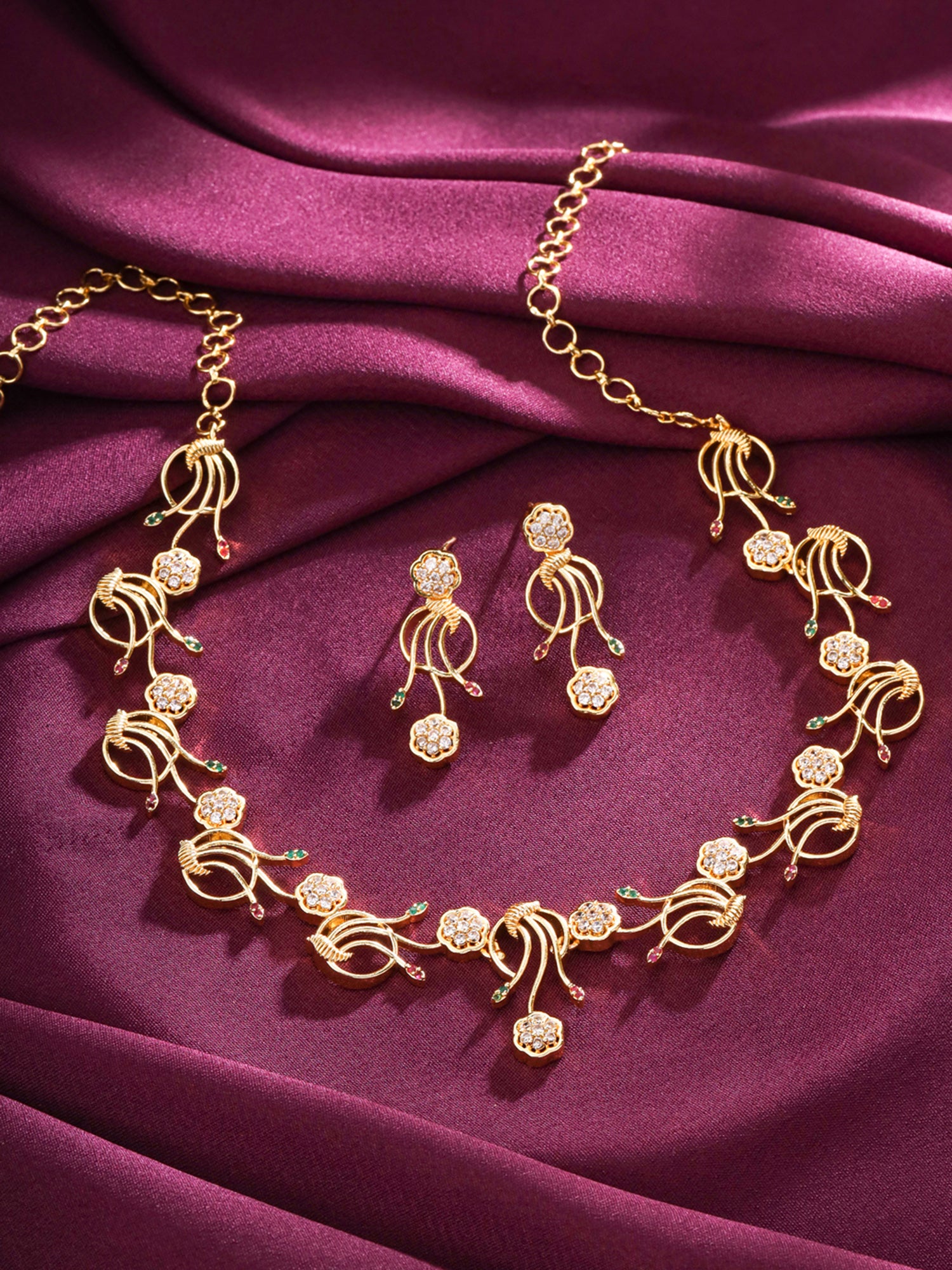 Yellow Chimes necklace and earrings set - luxurious ladies gift