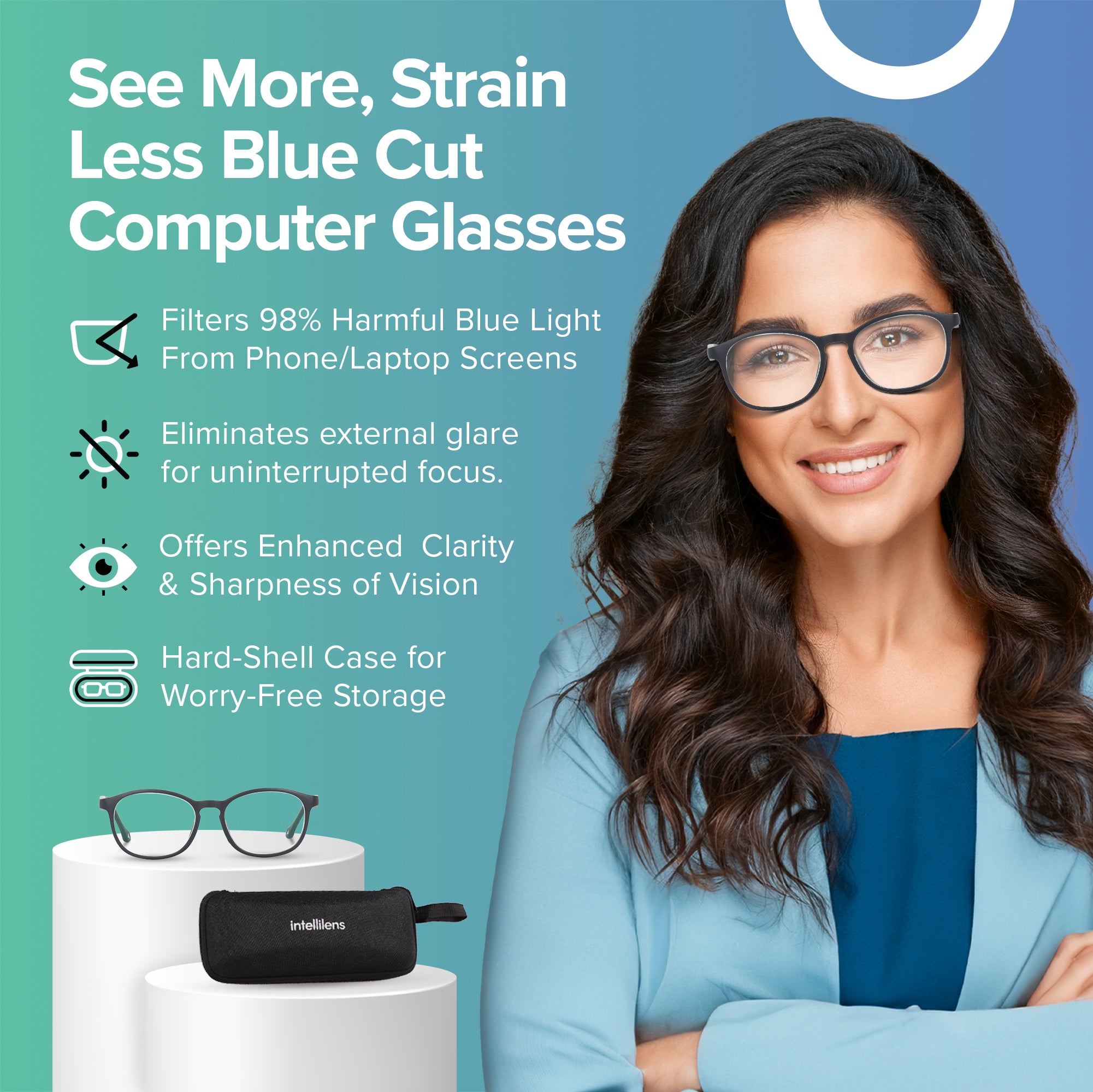 Intellilens blue cut spectacles - Lightweight frame for daily use
