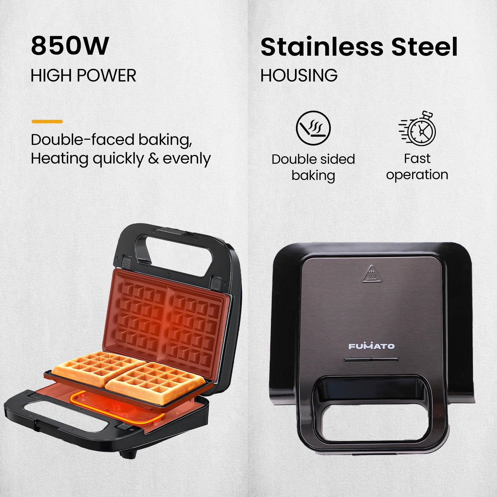 FUMATO sandwich maker - sleek black design