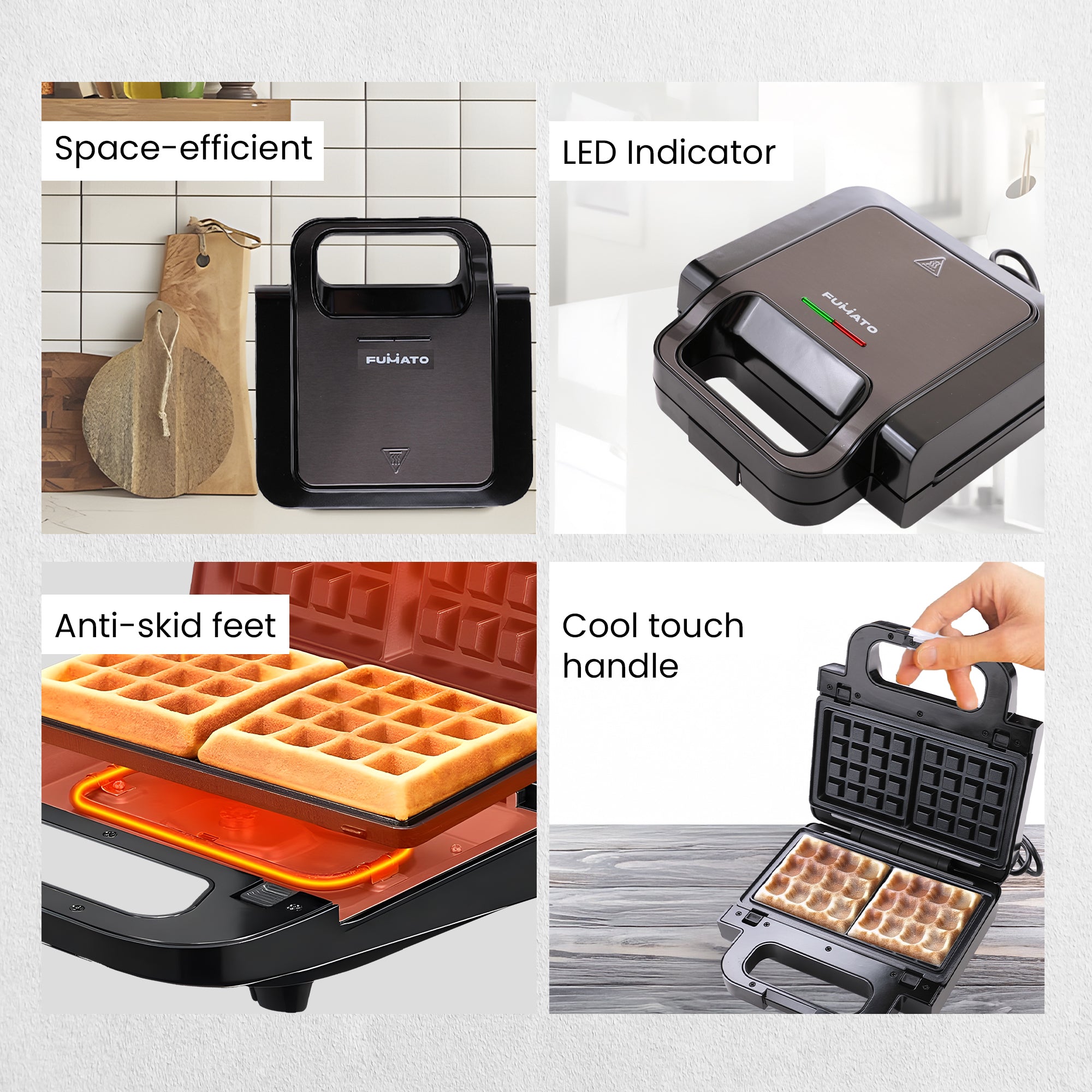 FUMATO sandwich maker - waffle and grill functionality
