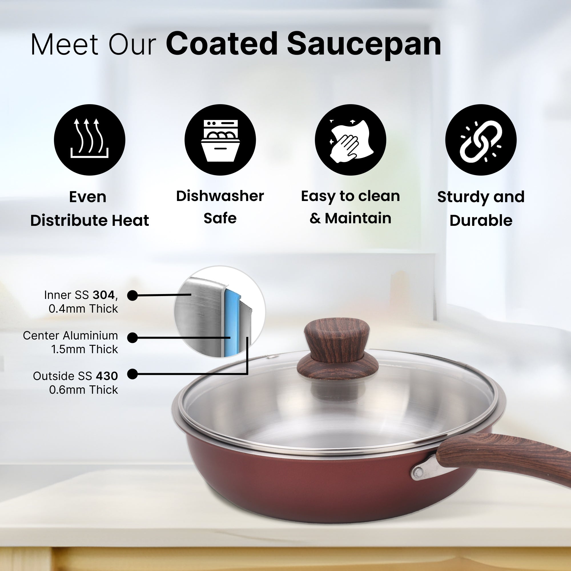 The Better Home 1.5L Frying Pan - Suitable for all cooktops