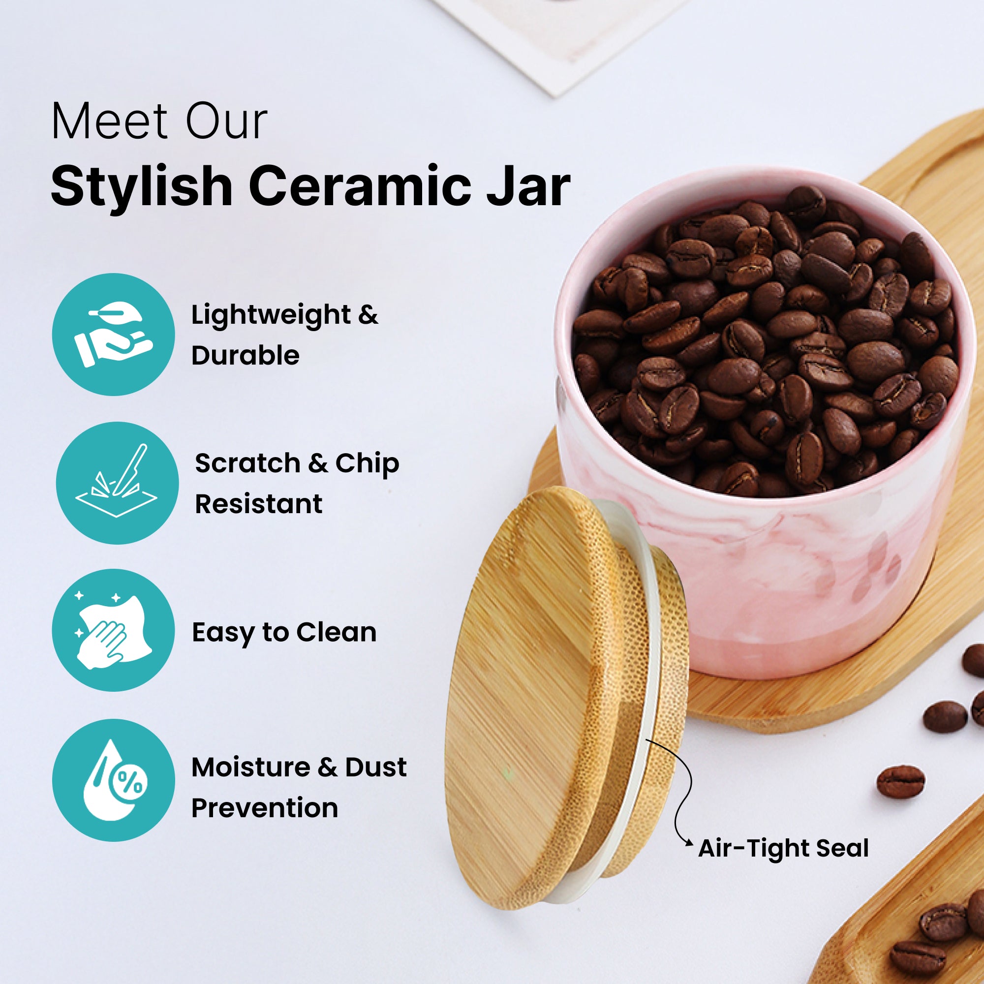 The Better Home marble pink jars - elegant countertop display