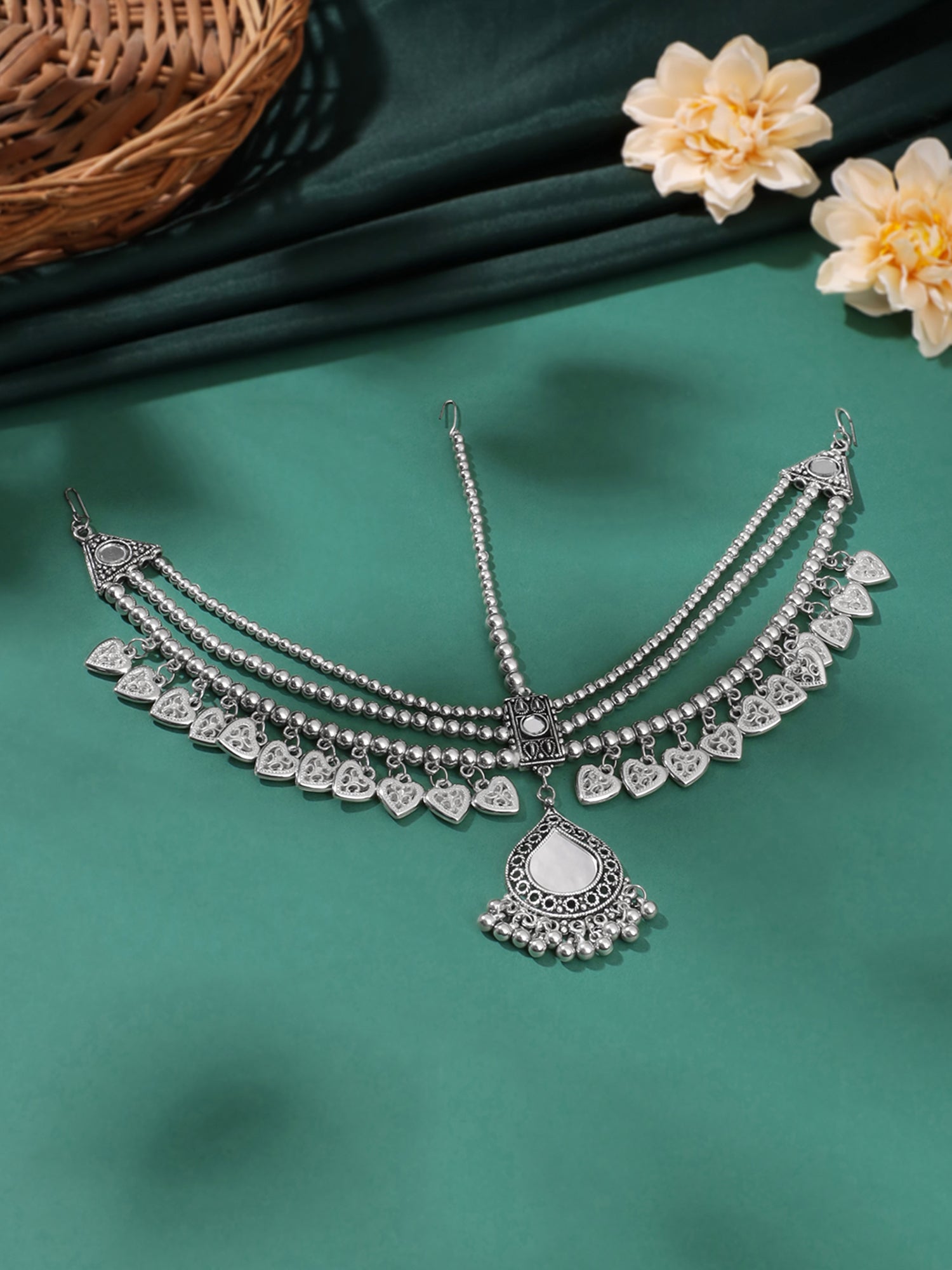 Yellow Chimes traditional jewelry - matha patti for festive events