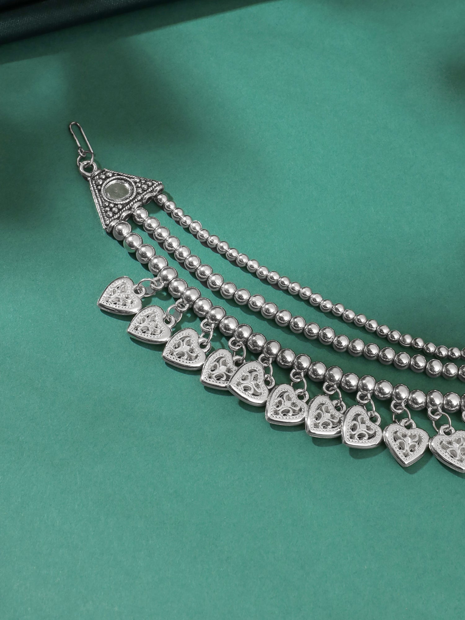 Yellow Chimes oxidized head chain - traditional Indian jewelry
