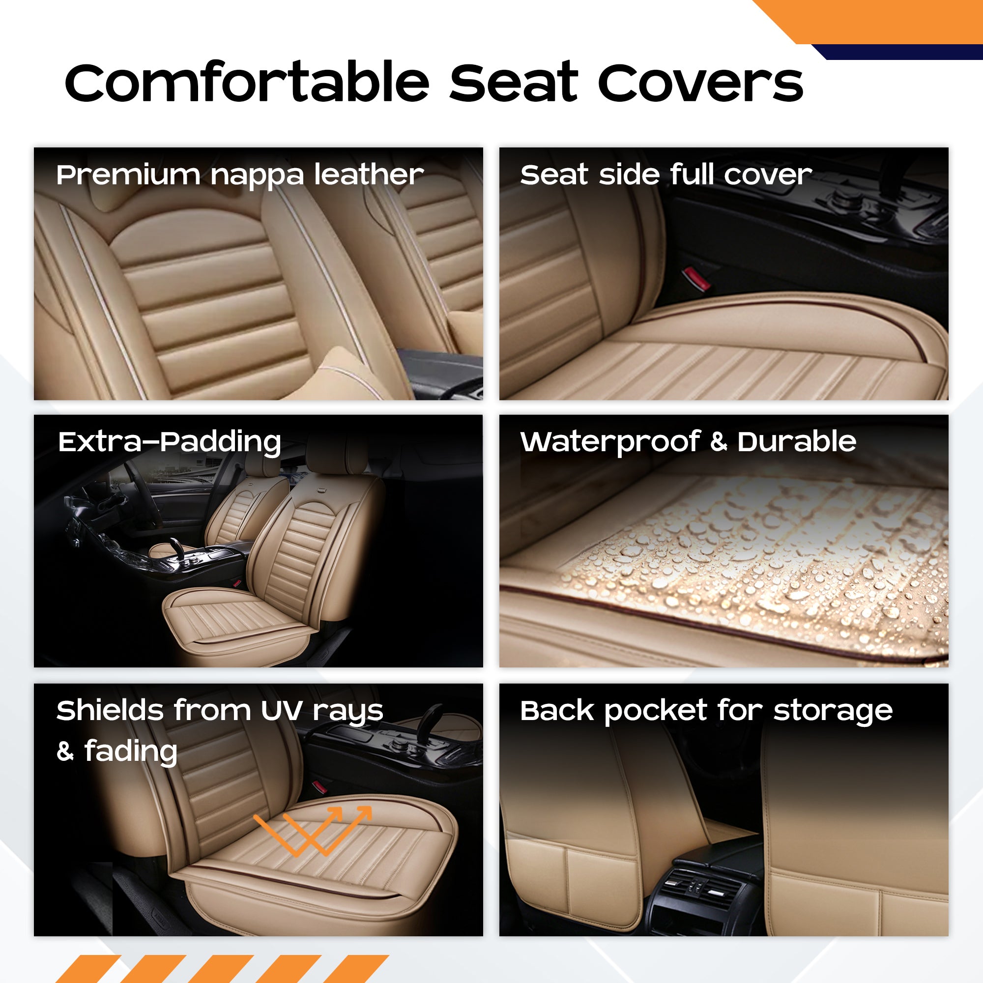 Carbinic Full Set of 5 Car Seat Covers - Easy installation
