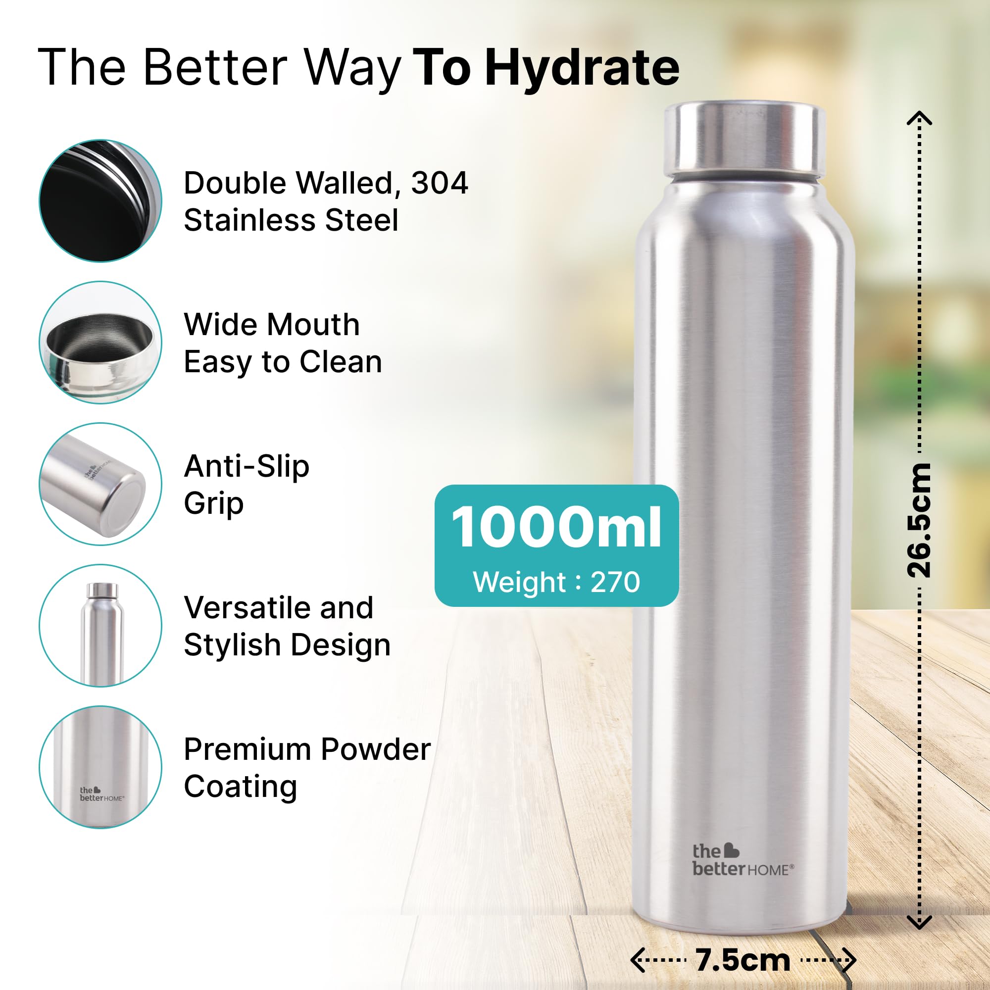 The Better Home stainless steel water bottle - travel essential