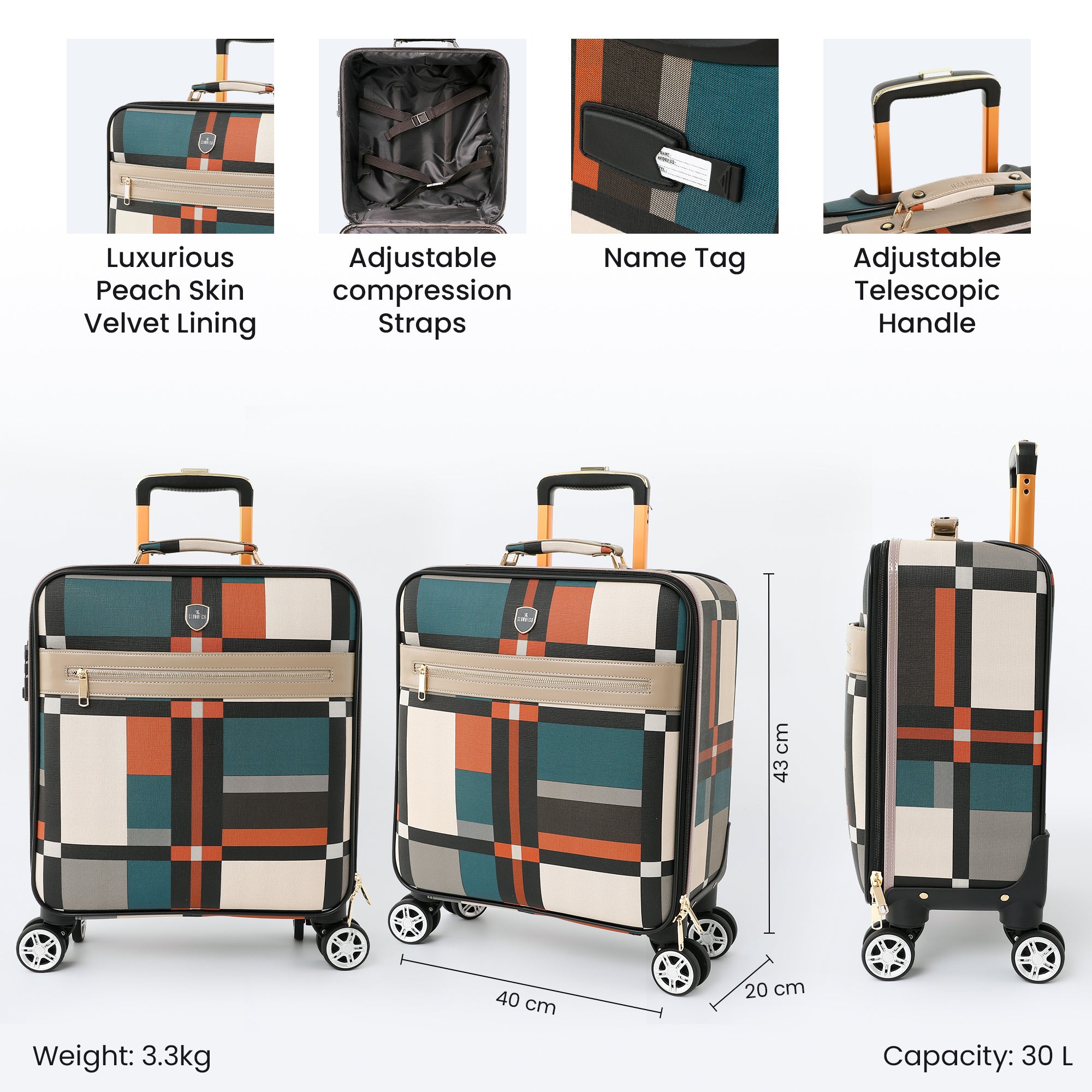 Clownfish Aegis 30L Bag - Elegant design with TSA lock functionality