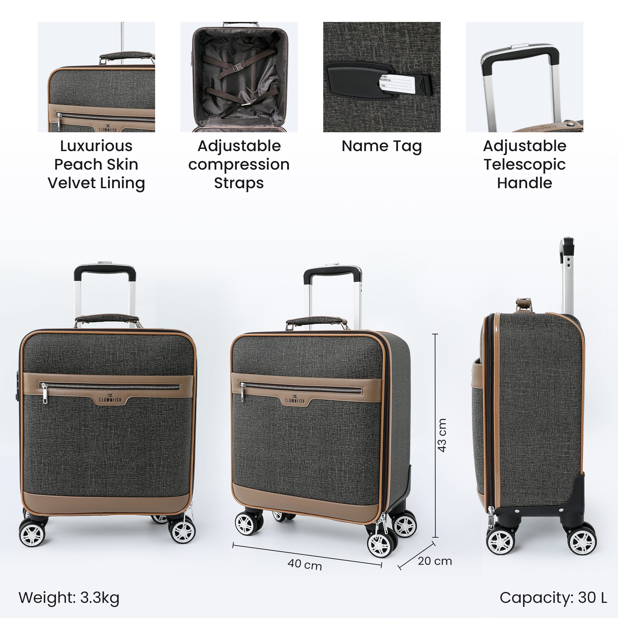 Clownfish Aegis Series Bag - Stylish Trolley for Family Trips