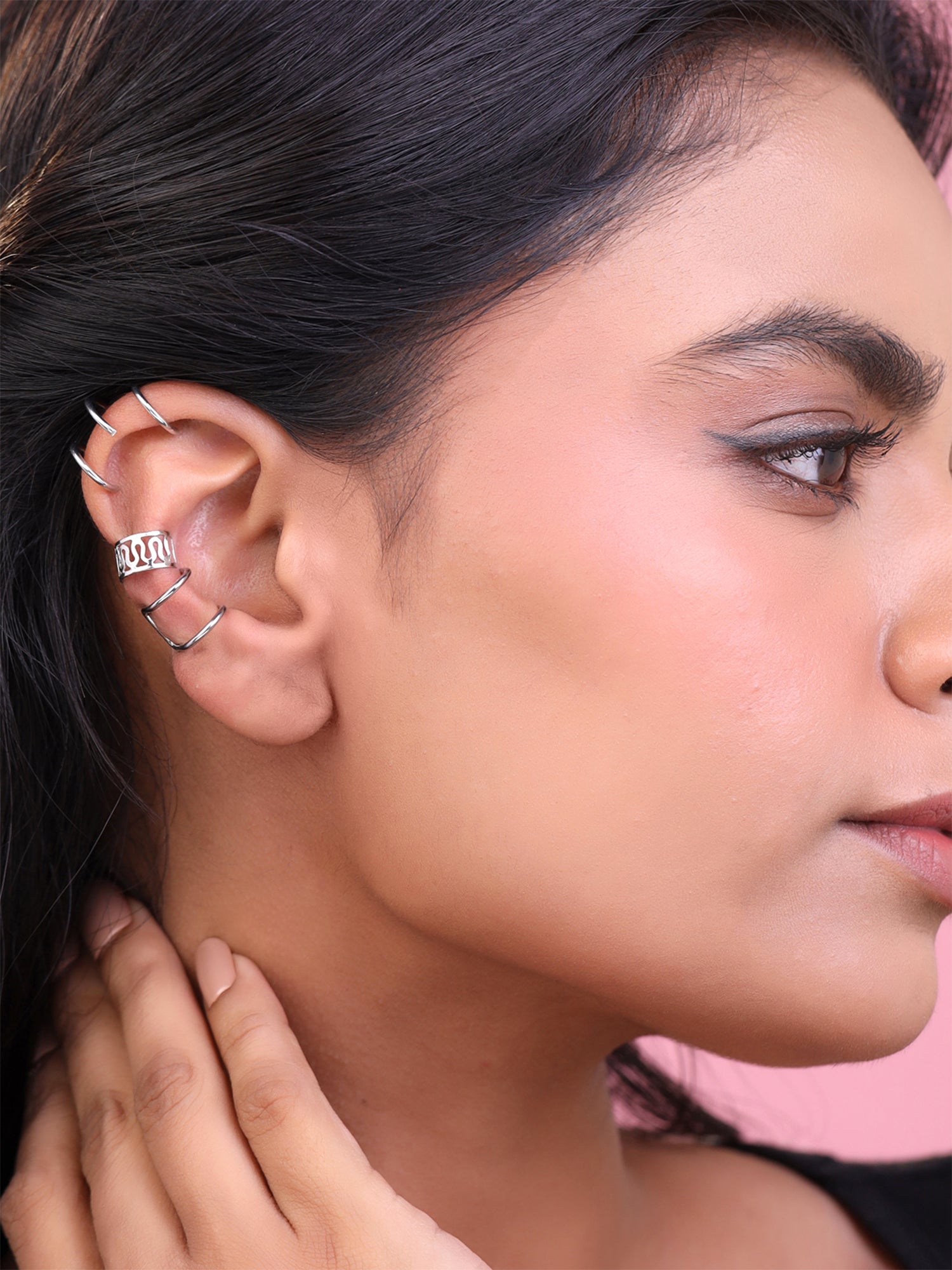 Yellow Chimes Earrings for Women and Girls Fashion Silver Ear Cuff