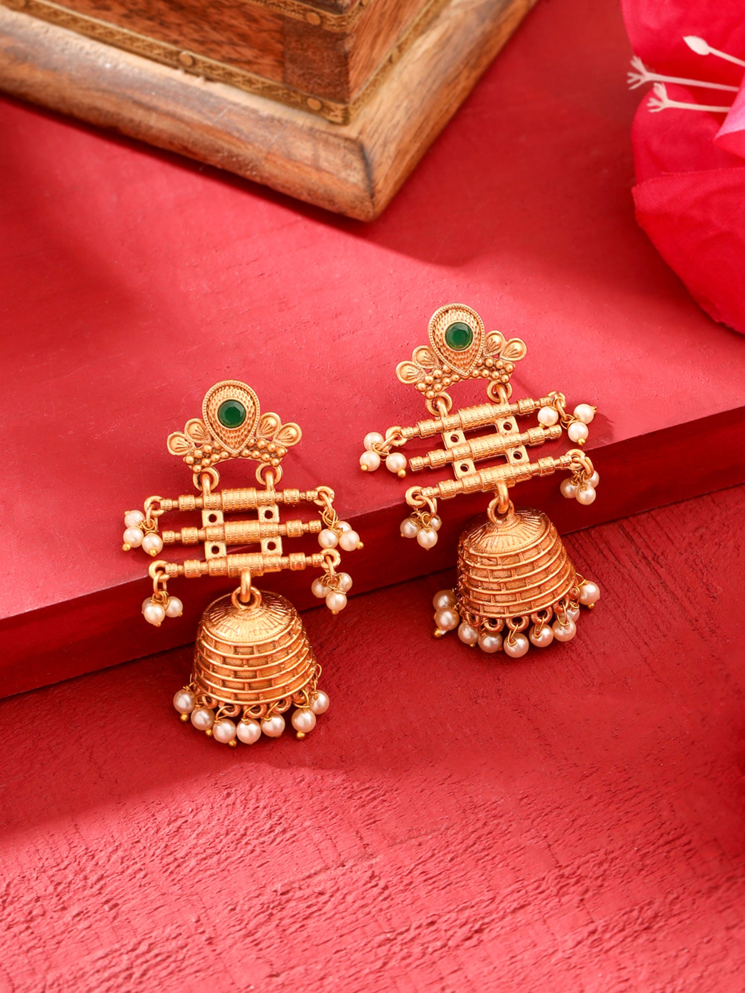 Yellow Chimes traditional earrings - wedding celebration jewelry