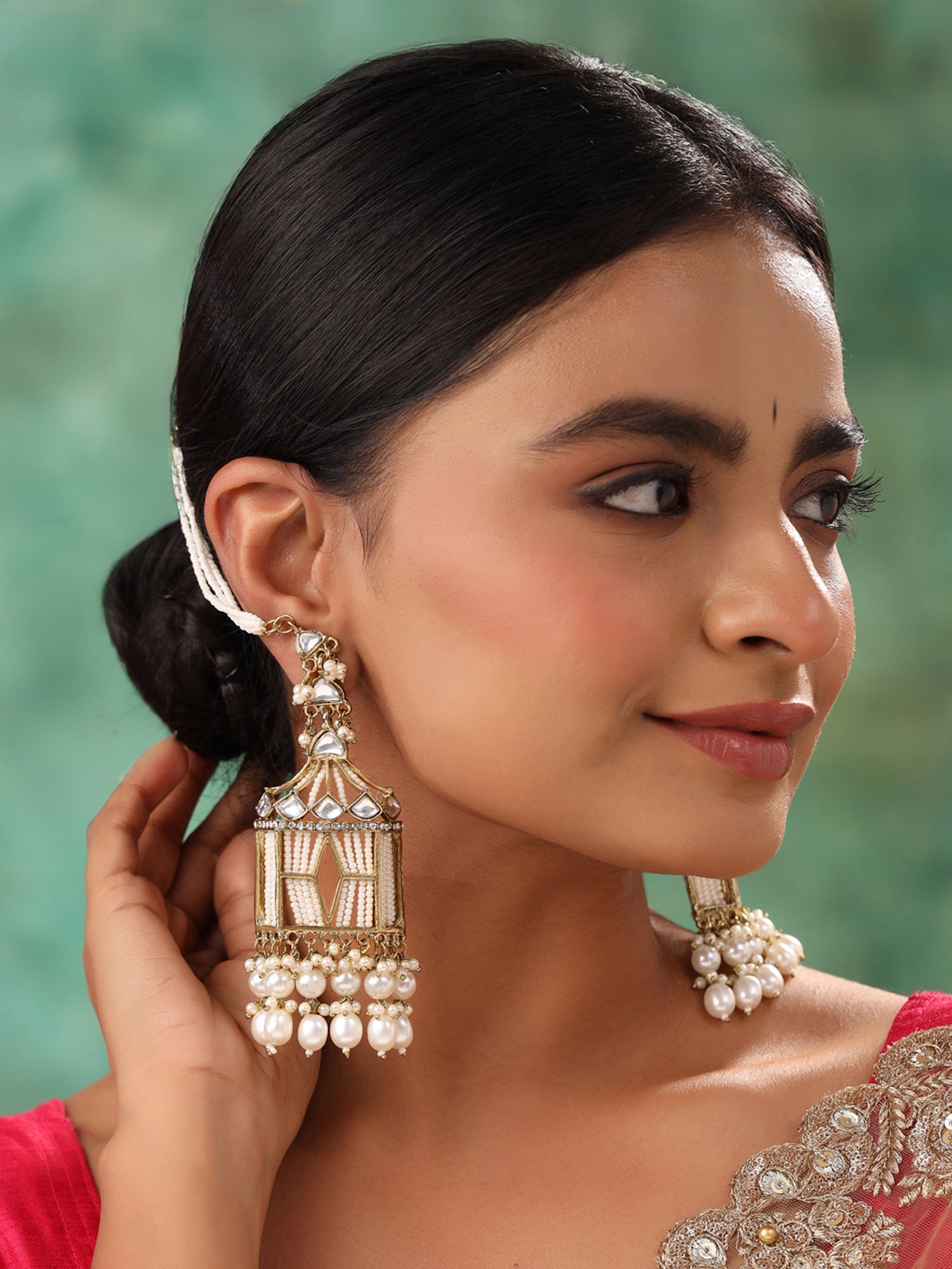 Yellow Chimes Kundan Dangler Earrings - Chic accessory for everyday wear