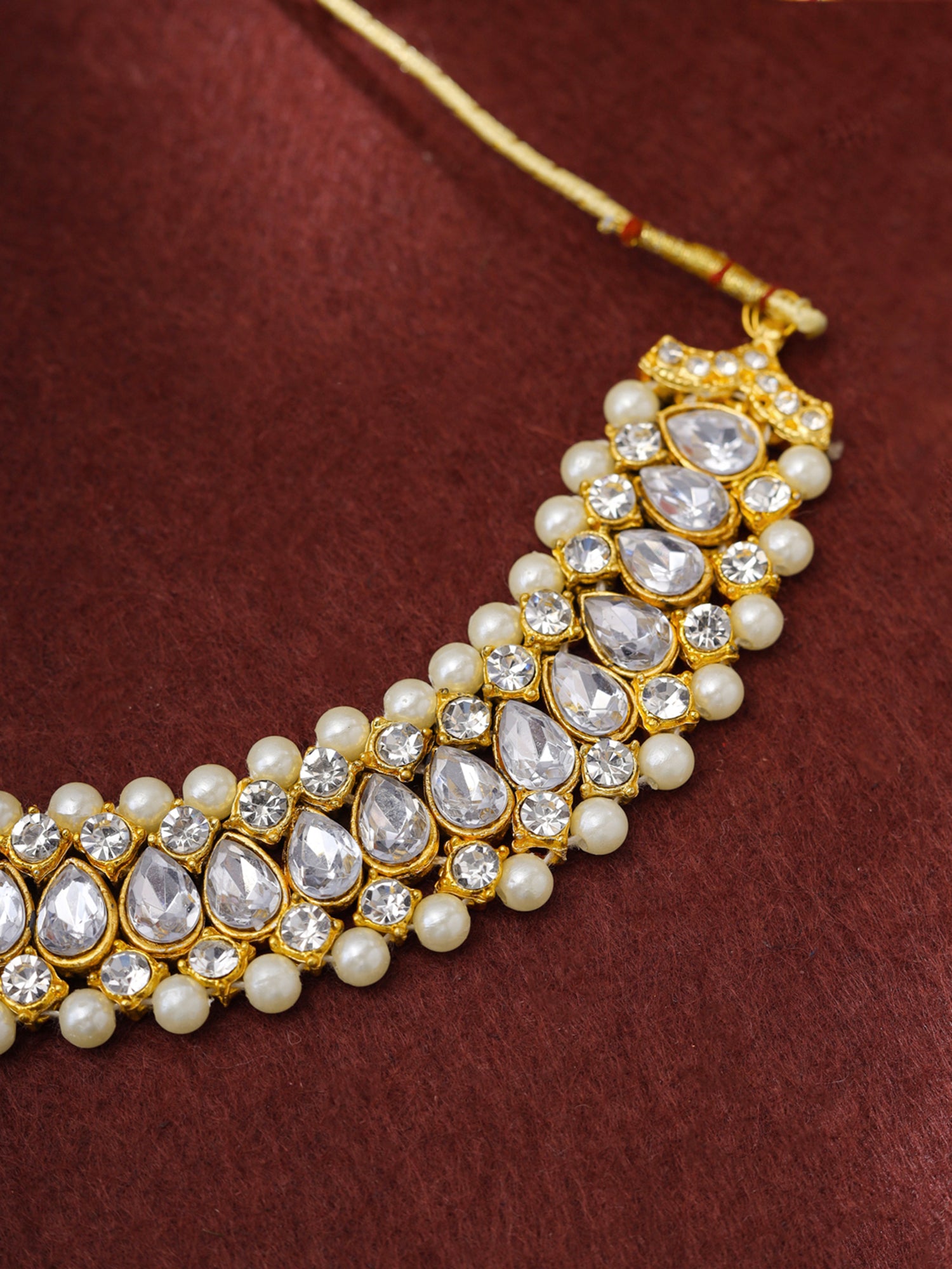 Yellow Chimes Kundan Necklace Set - Festive Wear