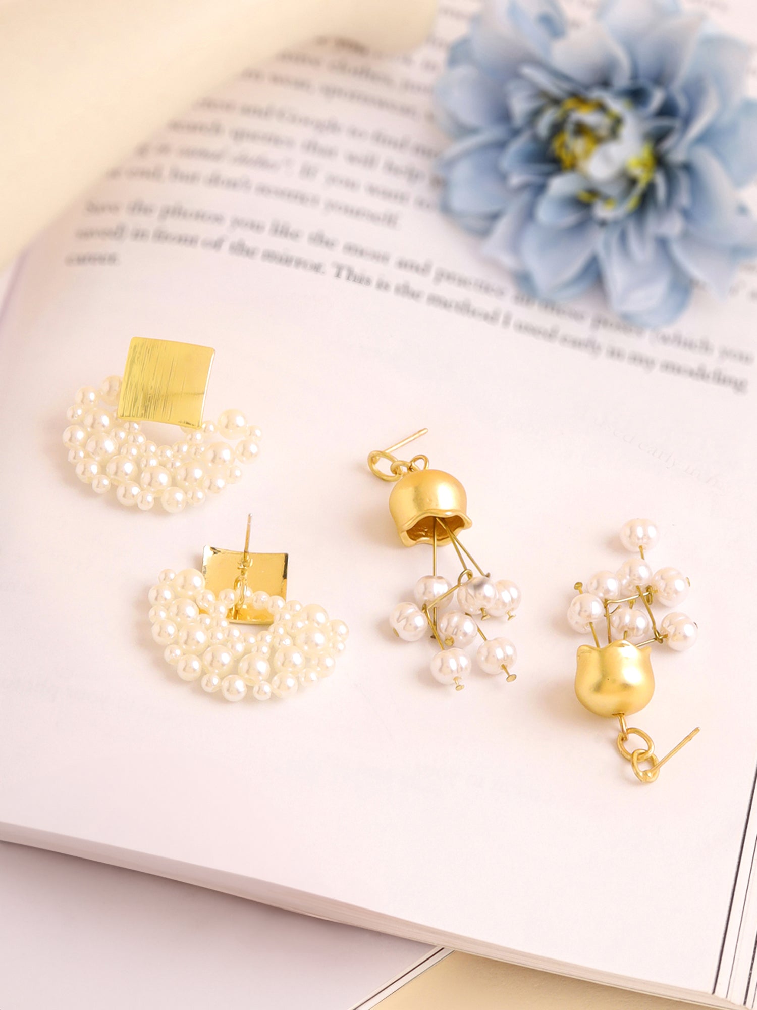 Yellow Chimes Pearl Drop Earrings - Elegant for Parties