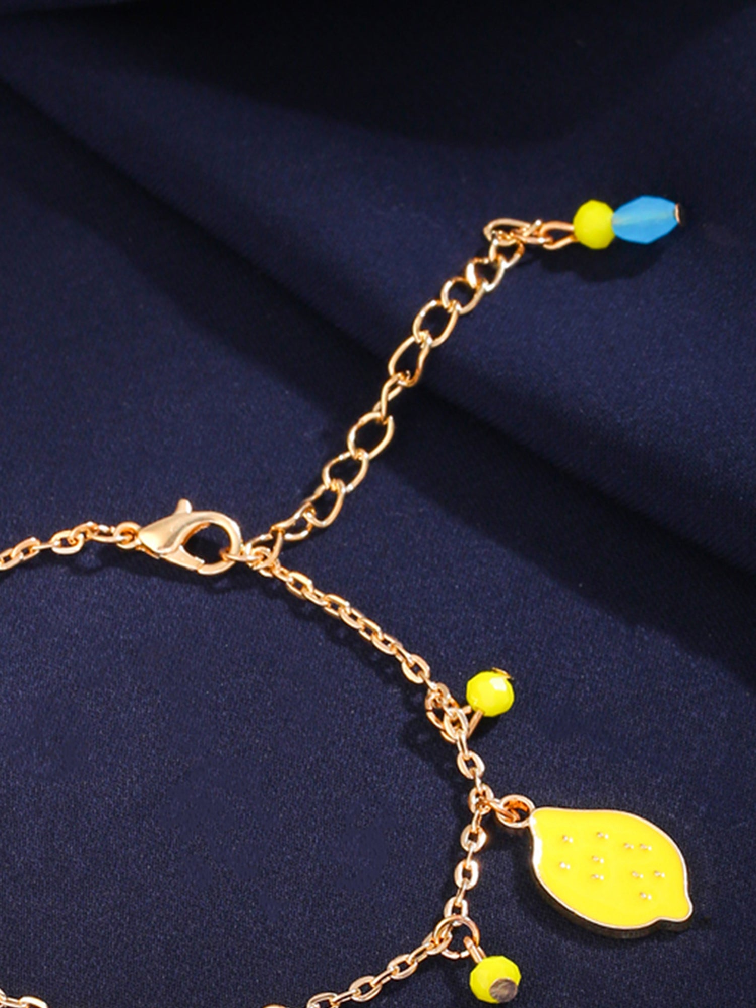 Yellow Chimes Gold Plated Fruits Charm Bracelet - Gift for Girls