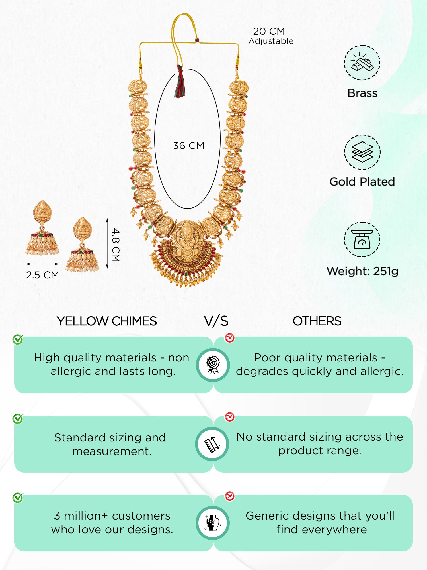 Yellow Chimes gold necklace - enhancing ethnic outfits