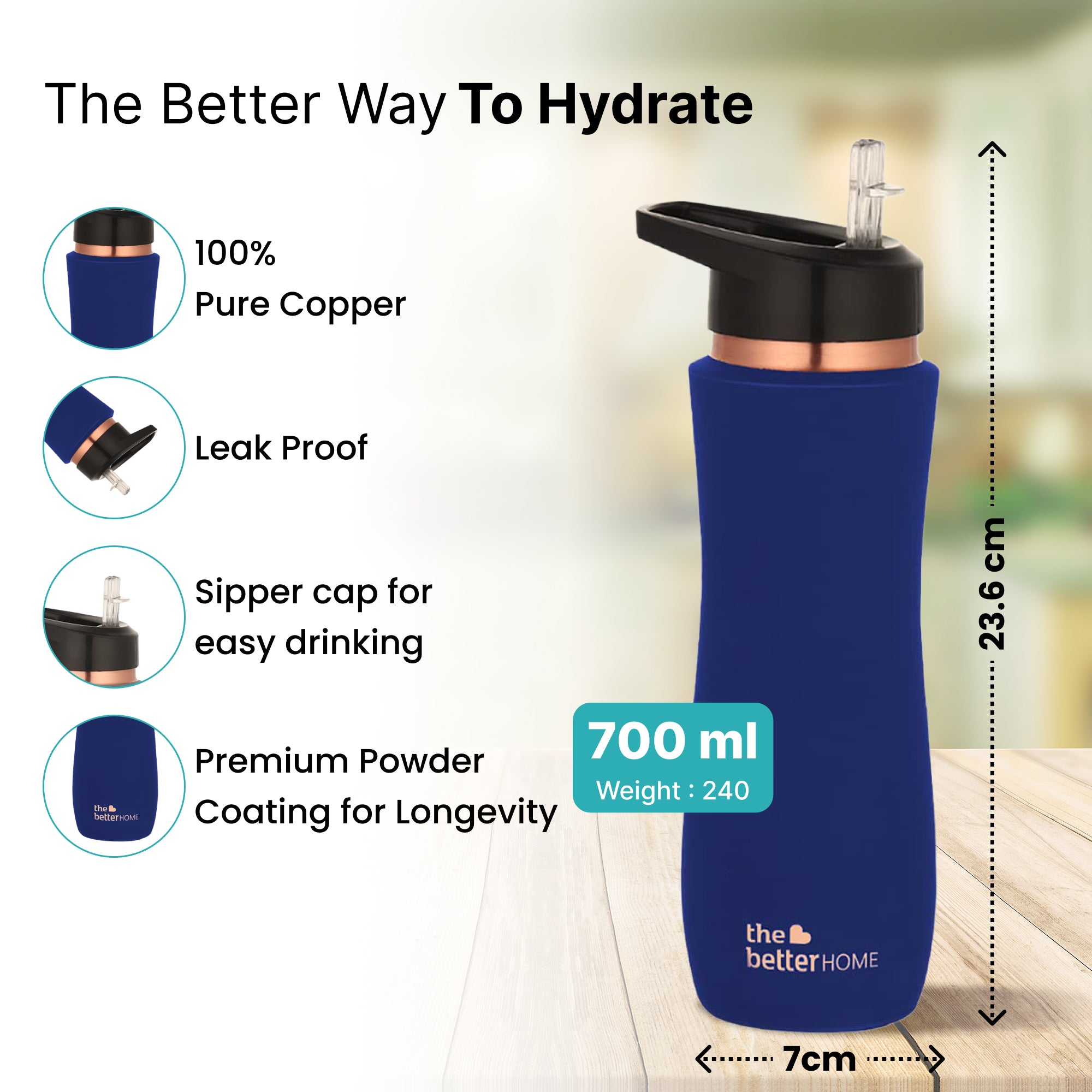 The Better Home Copper Water Bottle - Desk hydration