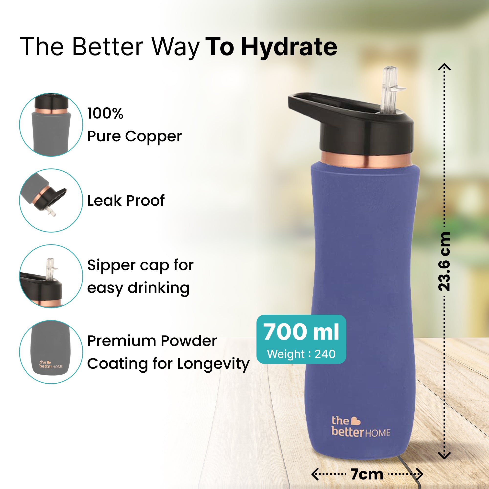 The Better Home copper water bottle - stylish office companion