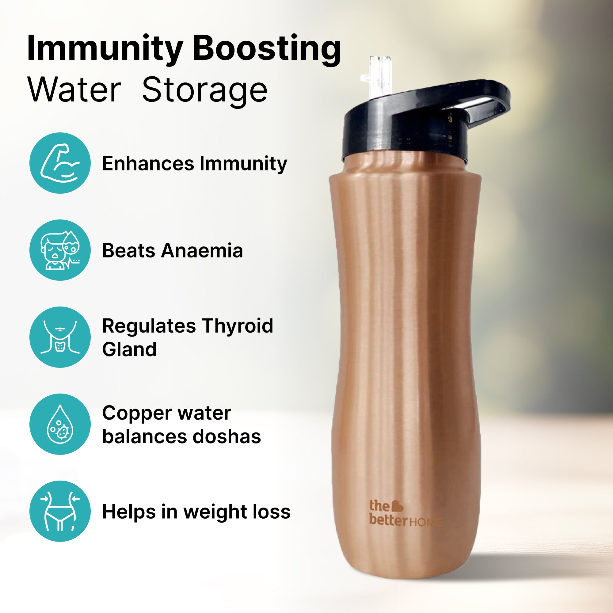 The Better Home BPA Free Copper Bottle - kids hydration made easy