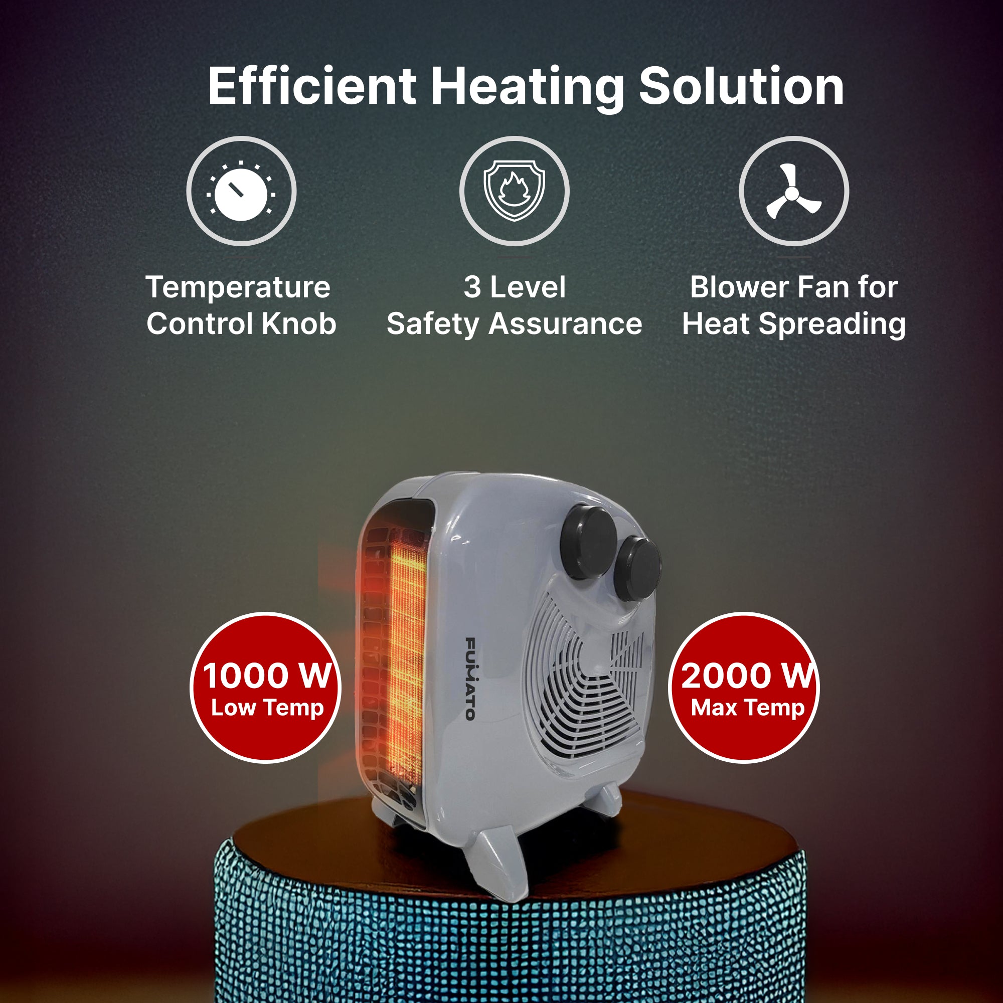 Fumato Portable Room Heater - Cozy Bedroom