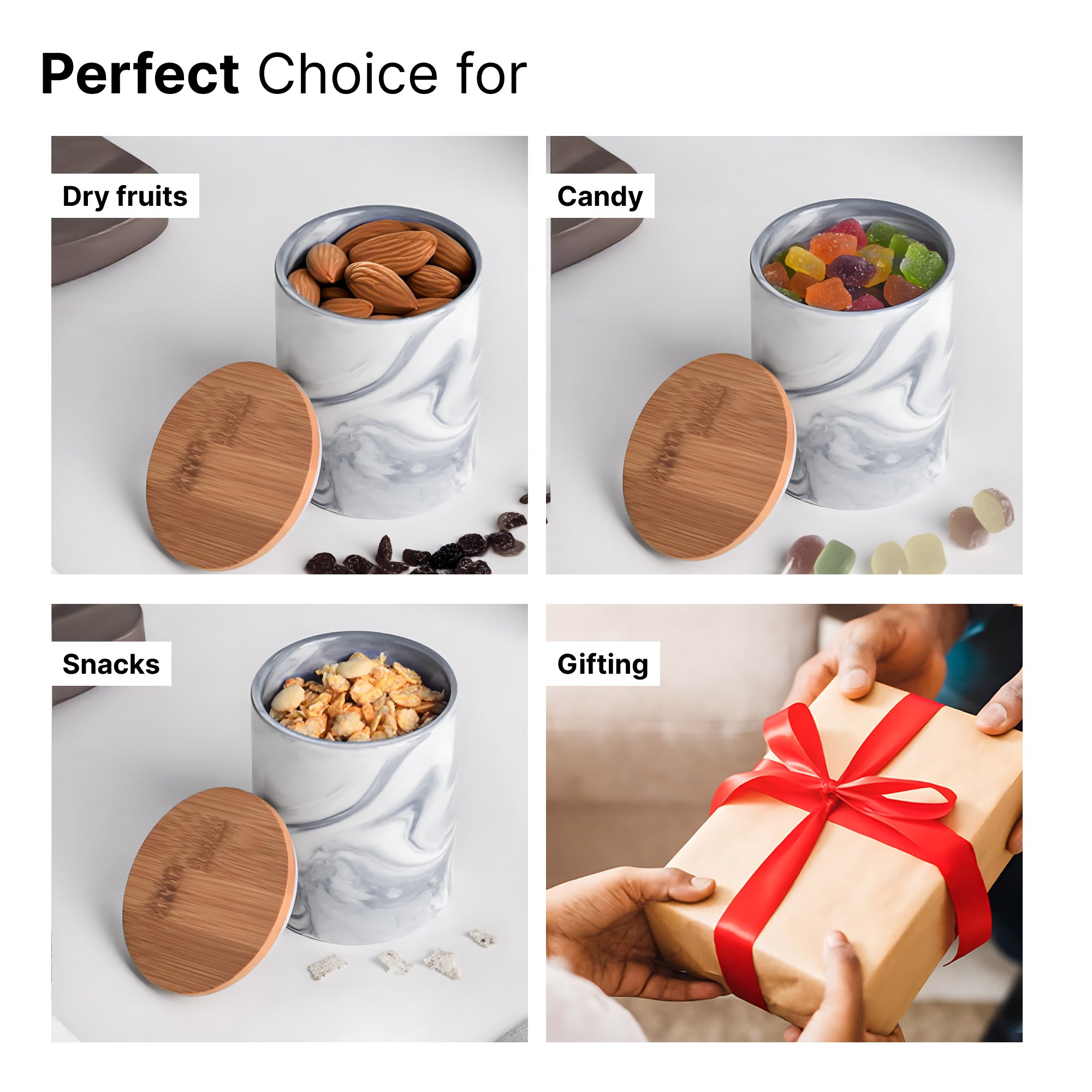 The Better Home Ceramic Kitchen Storage Jars - Bamboo lids for freshness