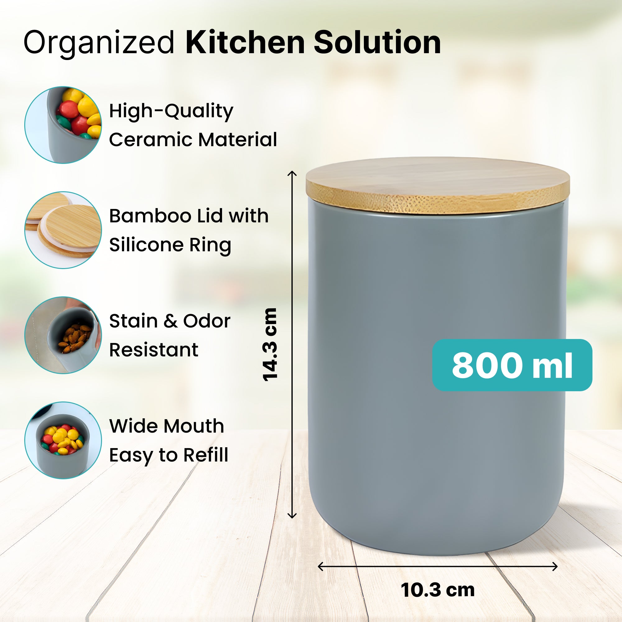 The Better Home grey kitchen jar - Perfect for tea storage